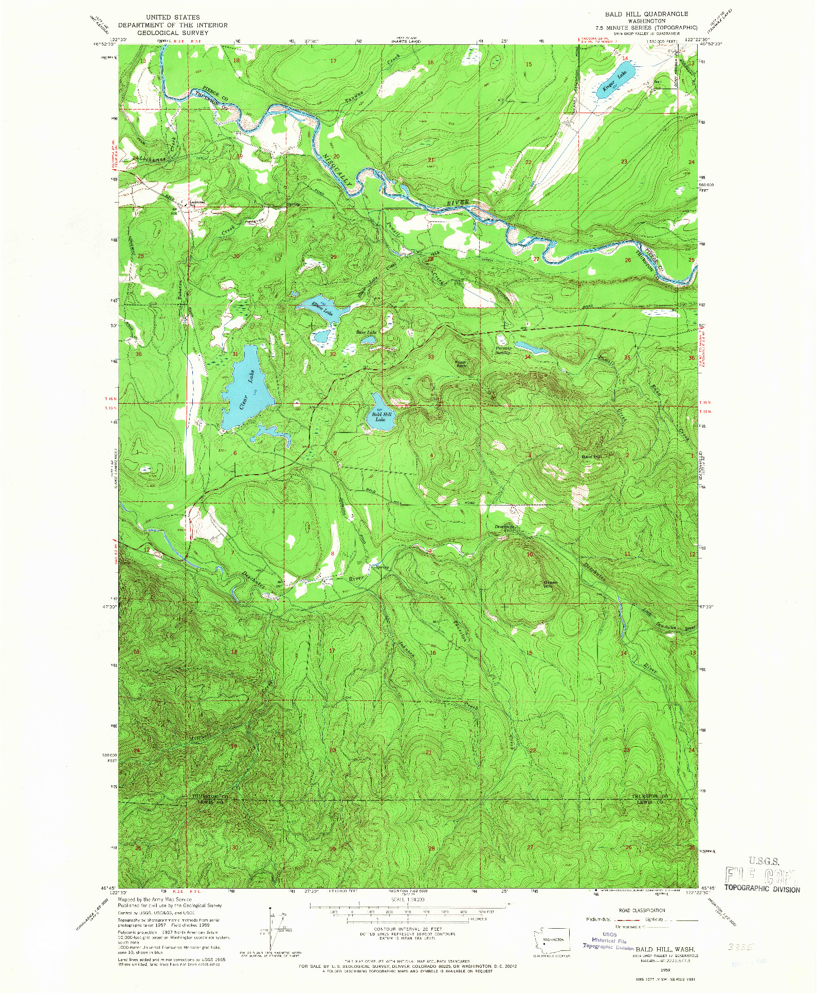 USGS 1:24000-SCALE QUADRANGLE FOR BALD HILL, WA 1959