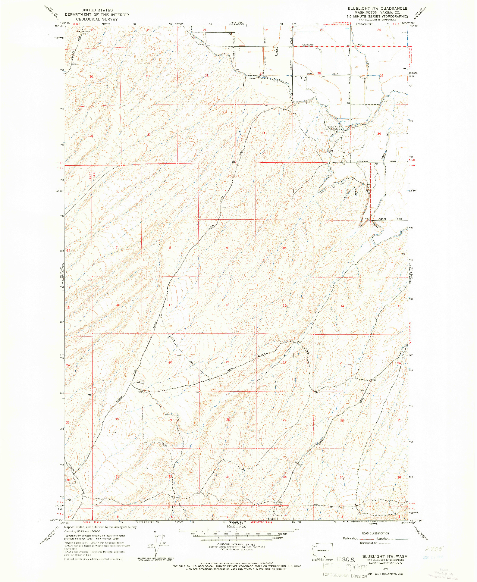 USGS 1:24000-SCALE QUADRANGLE FOR BLUELIGHT NW, WA 1965