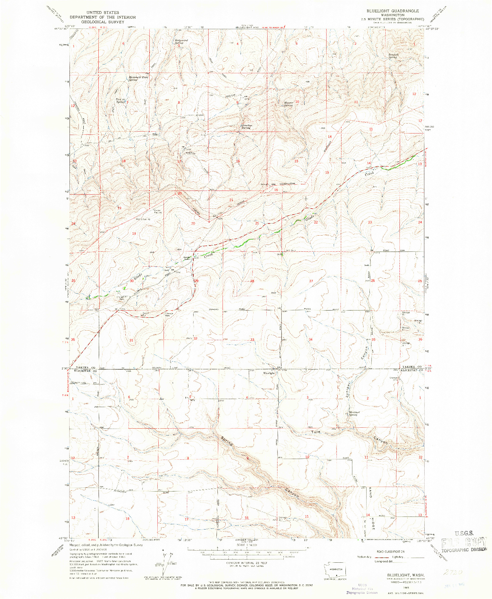 USGS 1:24000-SCALE QUADRANGLE FOR BLUELIGHT, WA 1965