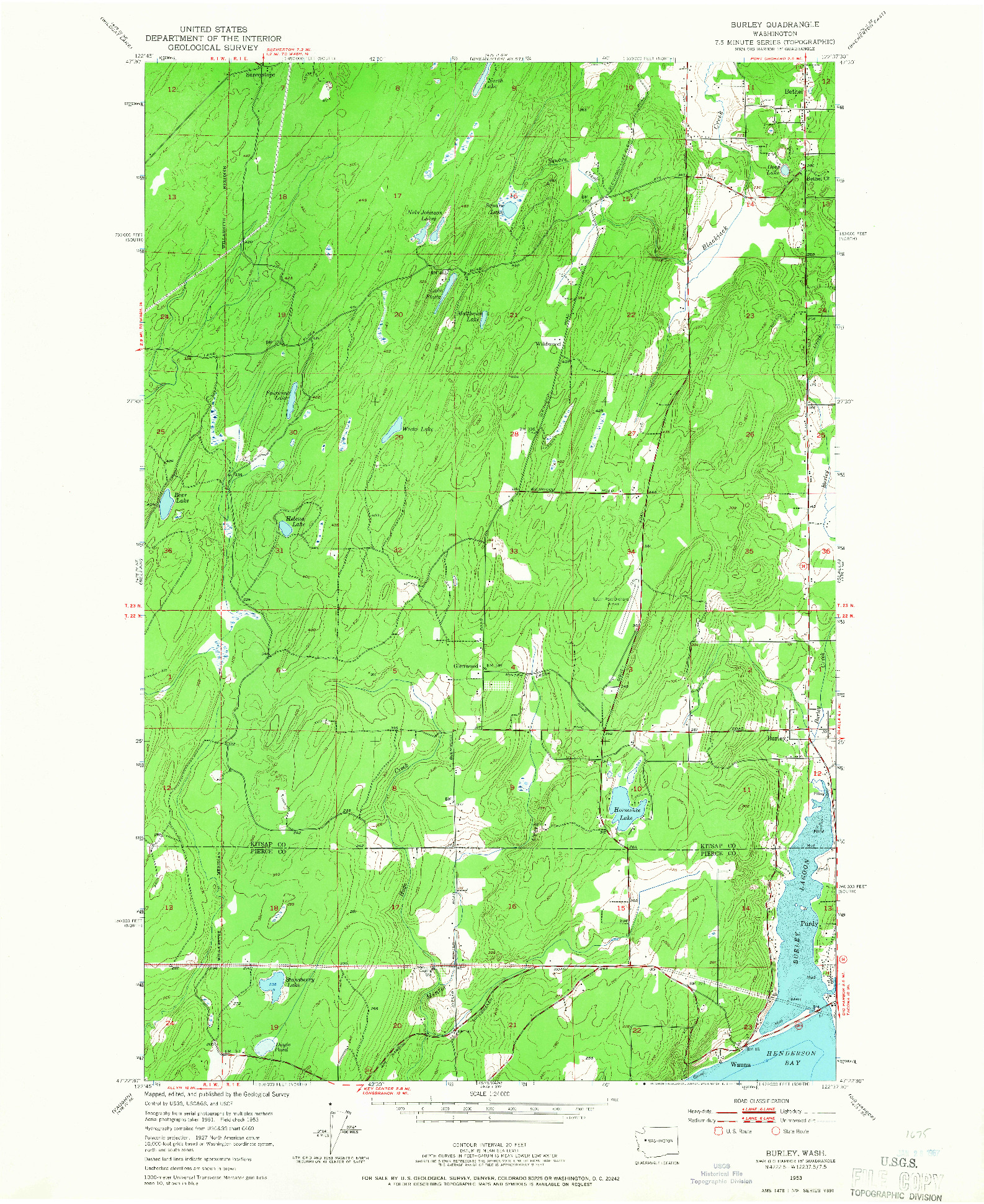 USGS 1:24000-SCALE QUADRANGLE FOR BURLEY, WA 1953