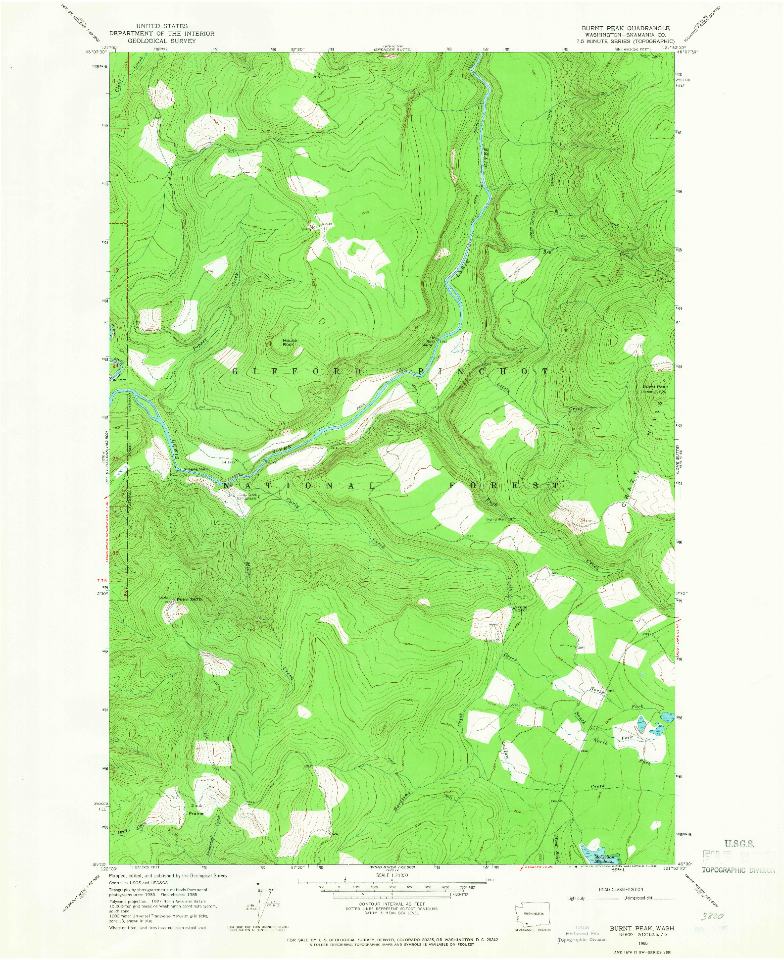 USGS 1:24000-SCALE QUADRANGLE FOR BURNT PEAK, WA 1965