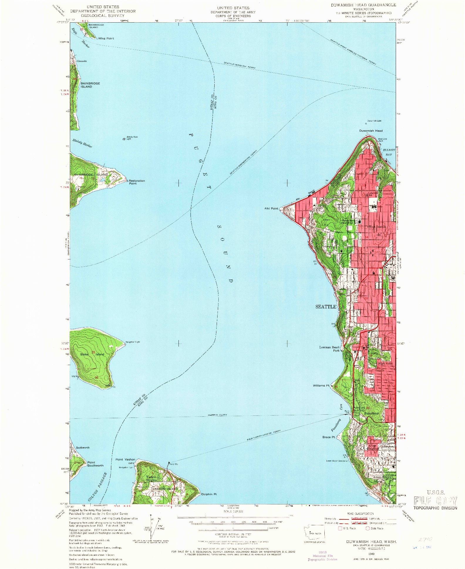 USGS 1:24000-SCALE QUADRANGLE FOR DUWAMISH HEAD, WA 1949