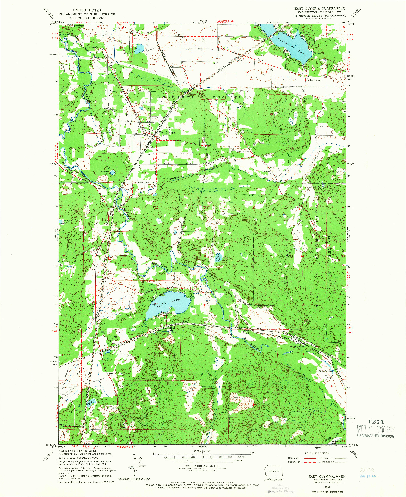 USGS 1:24000-SCALE QUADRANGLE FOR EAST OLYMPIA, WA 1959