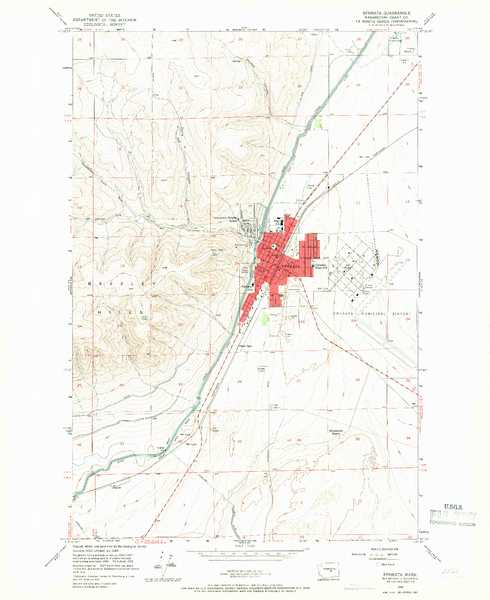 USGS 1:24000-SCALE QUADRANGLE FOR EPHRATA, WA 1956