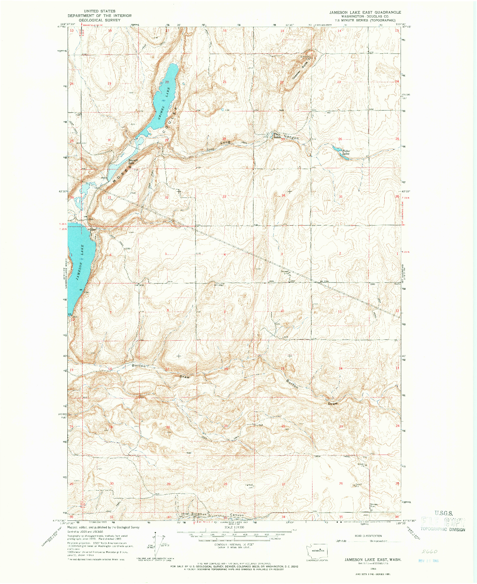 USGS 1:24000-SCALE QUADRANGLE FOR JAMESON LAKE EAST, WA 1965
