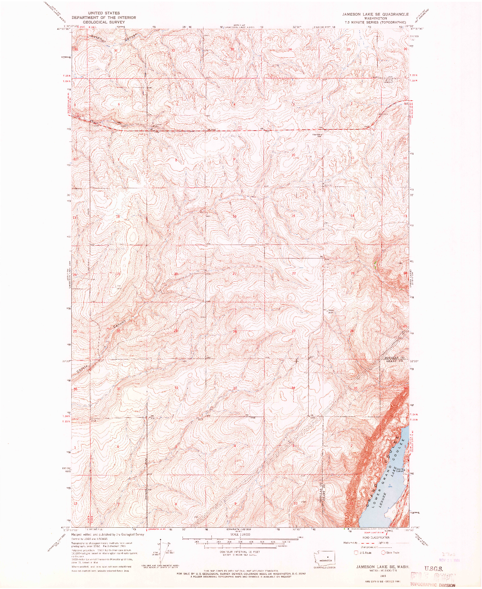 USGS 1:24000-SCALE QUADRANGLE FOR JAMESON LAKE SE, WA 1965
