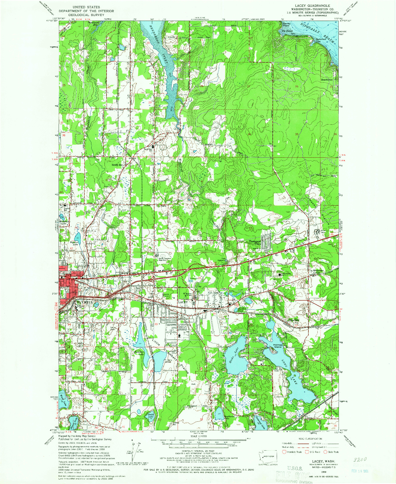 USGS 1:24000-SCALE QUADRANGLE FOR LACEY, WA 1959