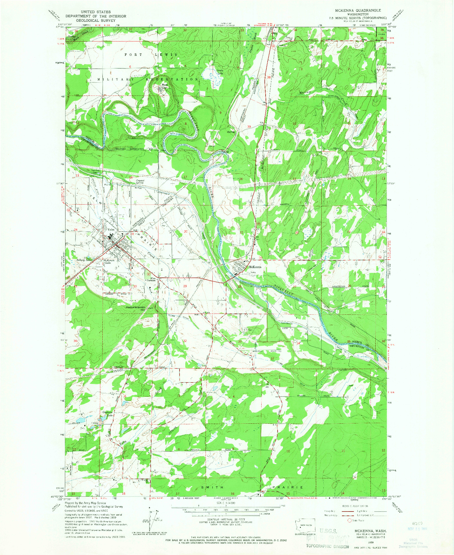 USGS 1:24000-SCALE QUADRANGLE FOR MCKENNA, WA 1959