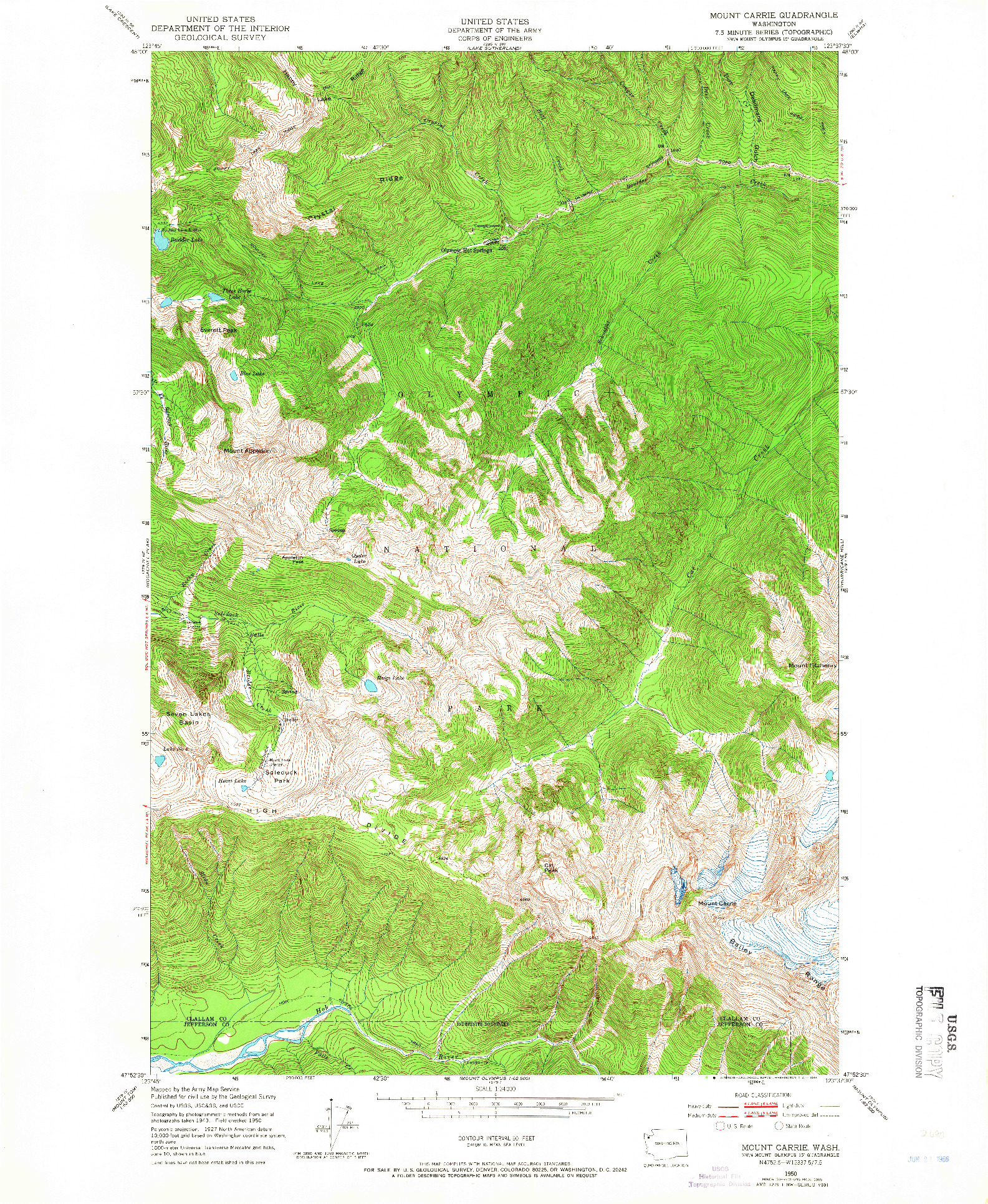 USGS 1:24000-SCALE QUADRANGLE FOR MOUNT CARRIE, WA 1950