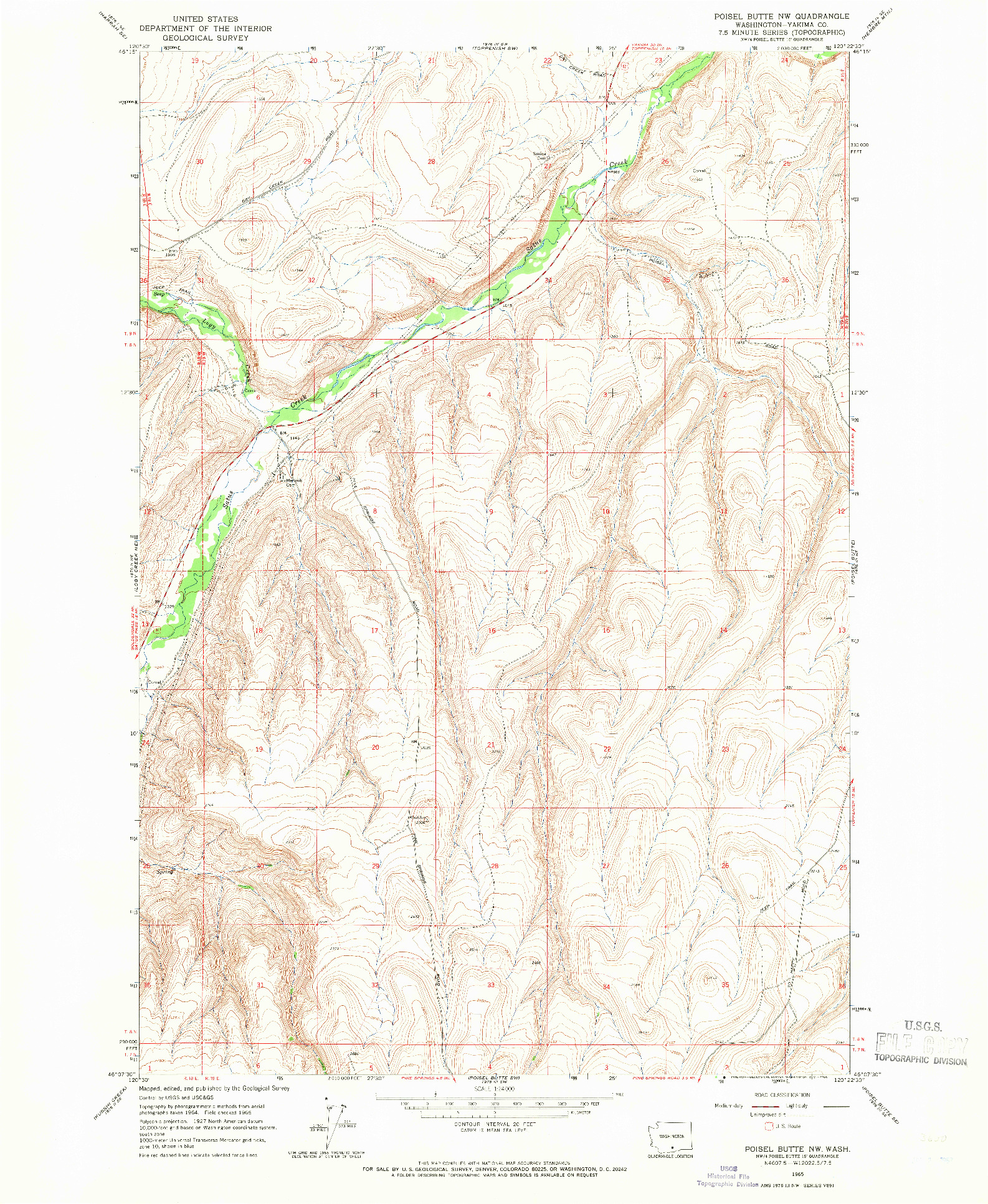 USGS 1:24000-SCALE QUADRANGLE FOR POISEL BUTTE NW, WA 1965