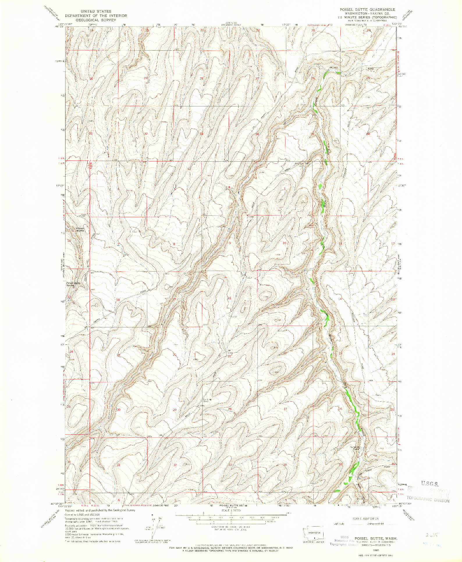 USGS 1:24000-SCALE QUADRANGLE FOR POISEL BUTTE, WA 1965