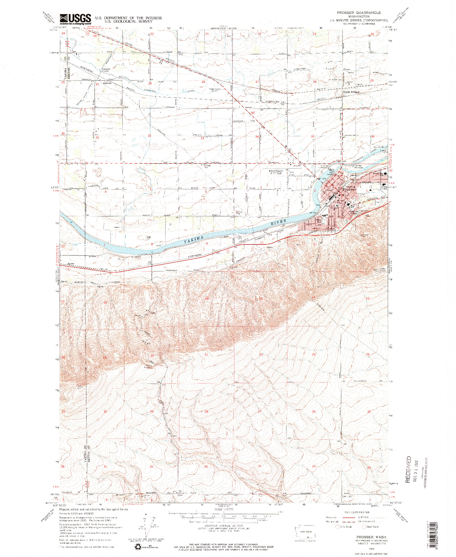 USGS 1:24000-SCALE QUADRANGLE FOR PROSSER, WA 1965