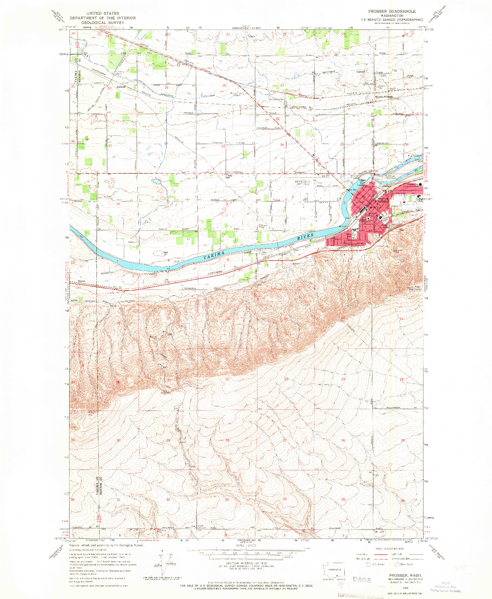 USGS 1:24000-SCALE QUADRANGLE FOR PROSSER, WA 1965