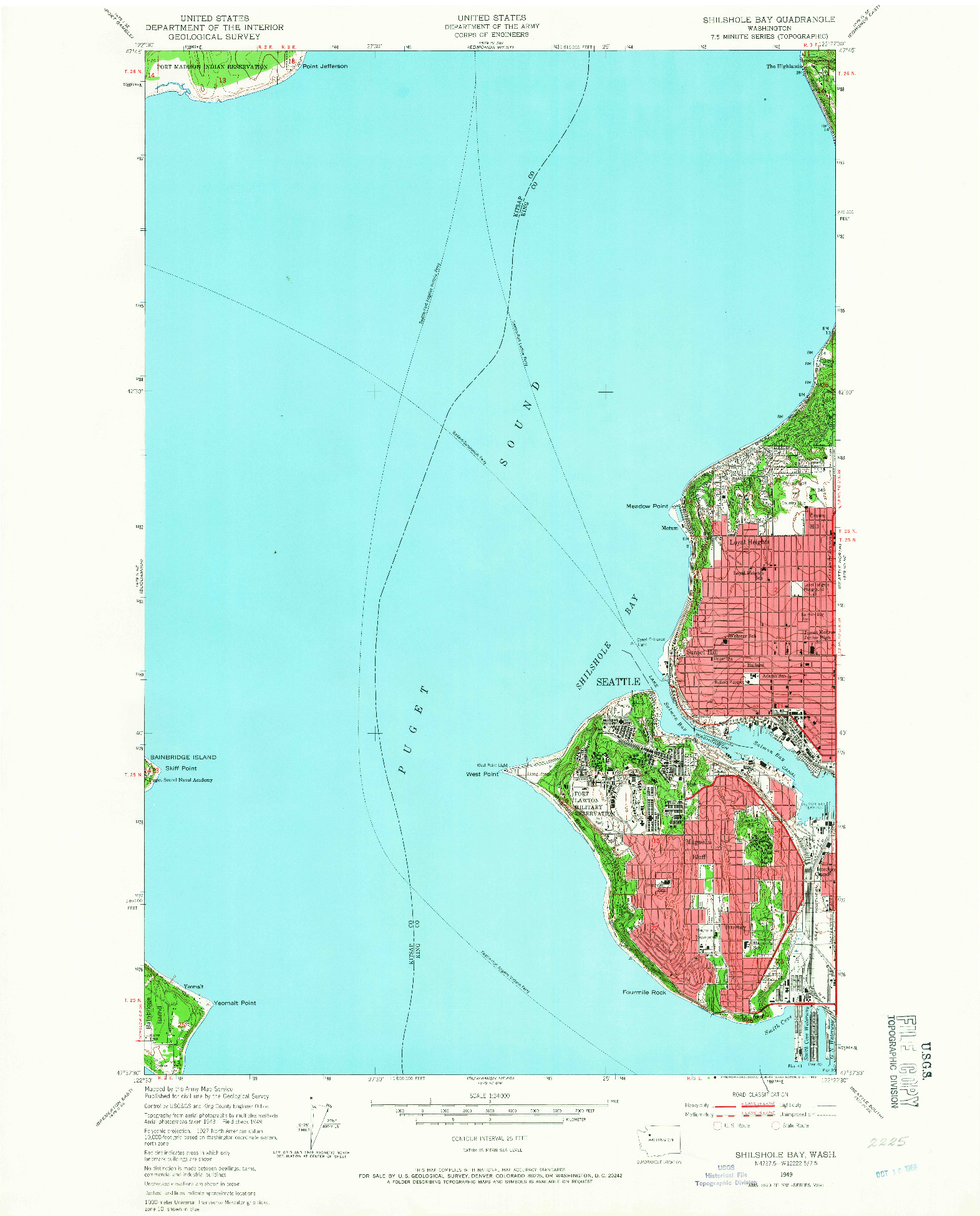 USGS 1:24000-SCALE QUADRANGLE FOR SHILSHOLE BAY, WA 1949