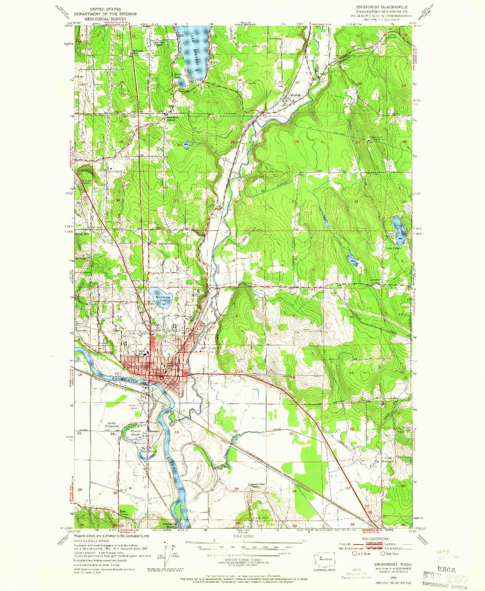 USGS 1:24000-SCALE QUADRANGLE FOR SNOHOMISH, WA 1953