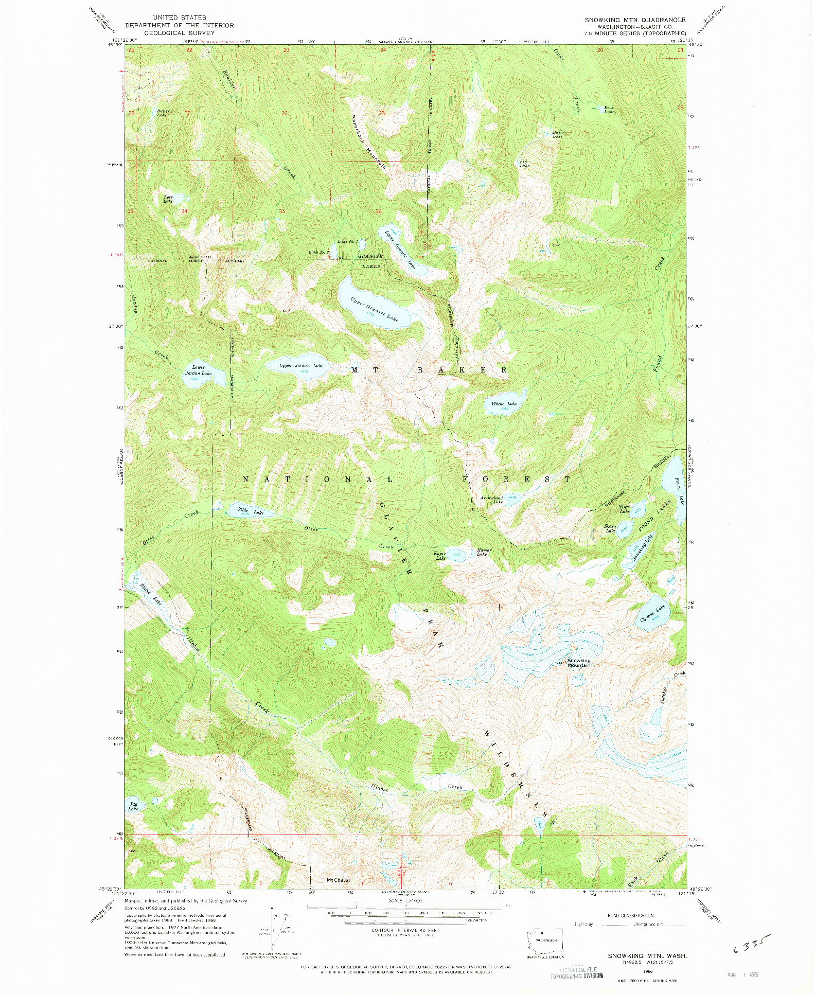 USGS 1:24000-SCALE QUADRANGLE FOR SNOWKING MTN., WA 1966