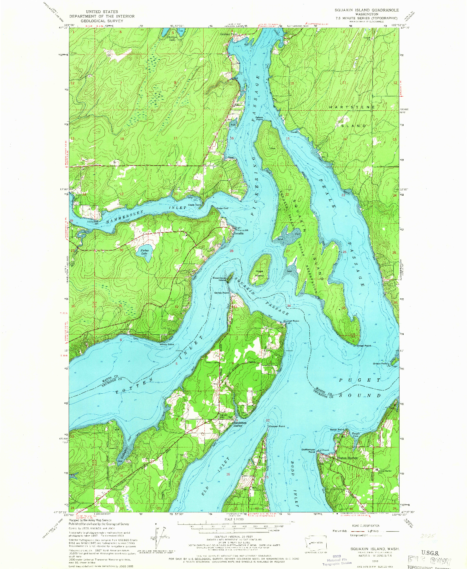 USGS 1:24000-SCALE QUADRANGLE FOR SQUAXIN ISLAND, WA 1959