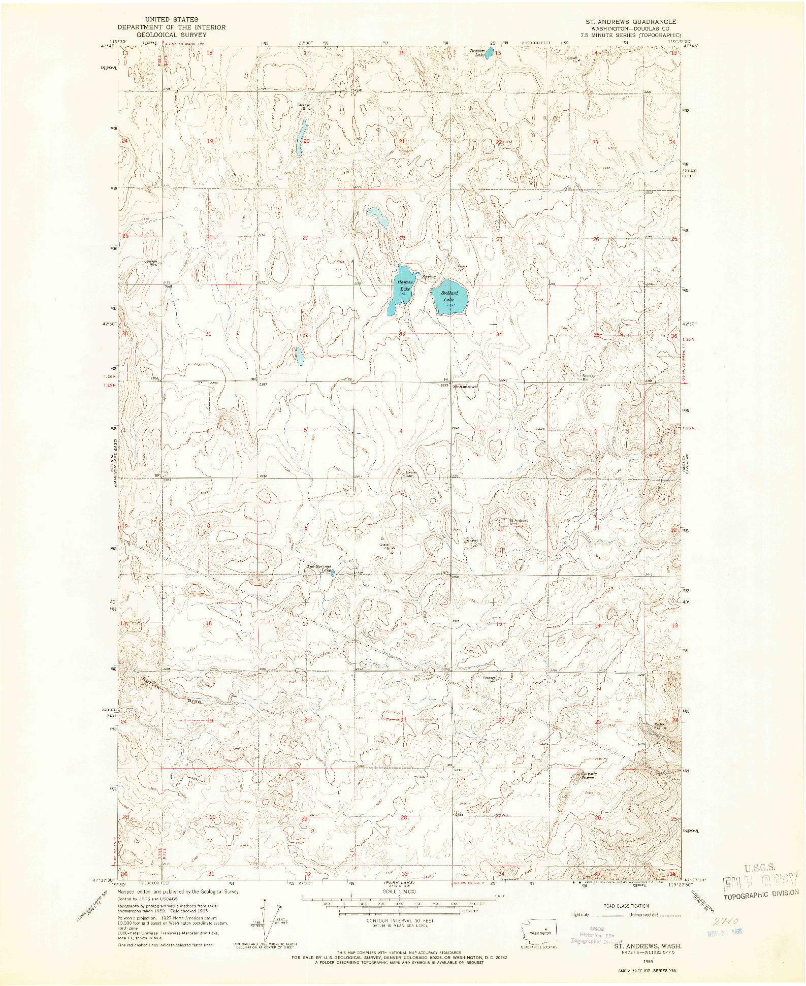 USGS 1:24000-SCALE QUADRANGLE FOR ST. ANDREWS, WA 1965