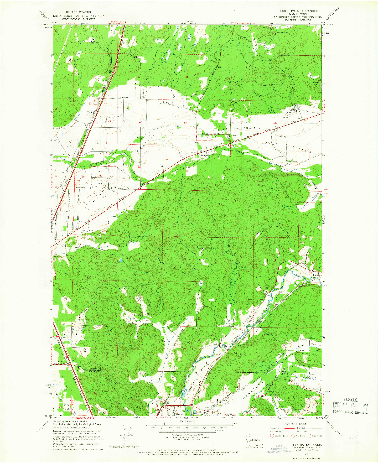 USGS 1:24000-SCALE QUADRANGLE FOR TENINO SW, WA 1959