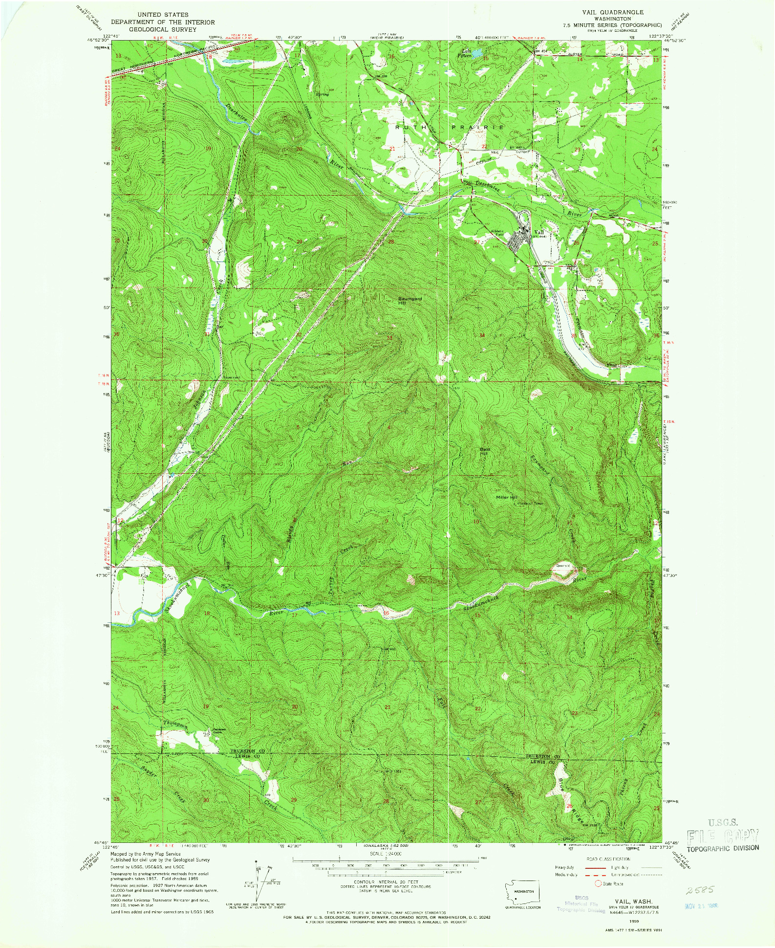 USGS 1:24000-SCALE QUADRANGLE FOR VAIL, WA 1959