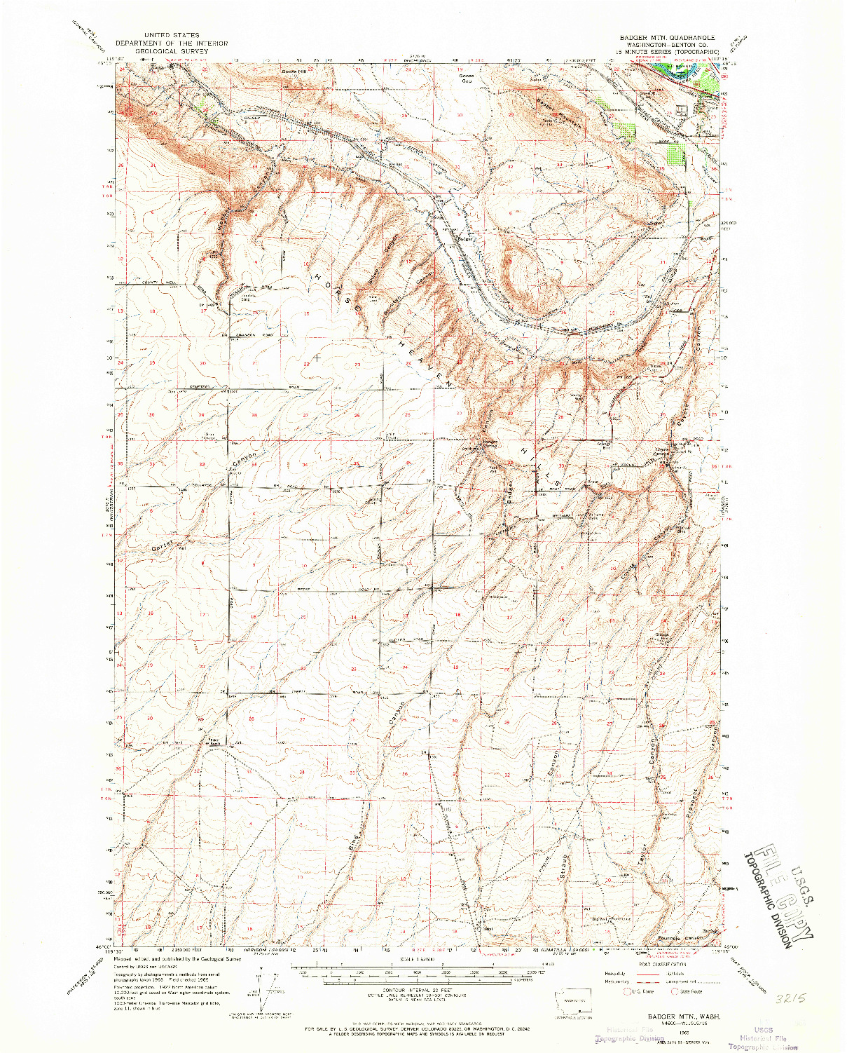 USGS 1:62500-SCALE QUADRANGLE FOR BADGER POCKET, WA 1965