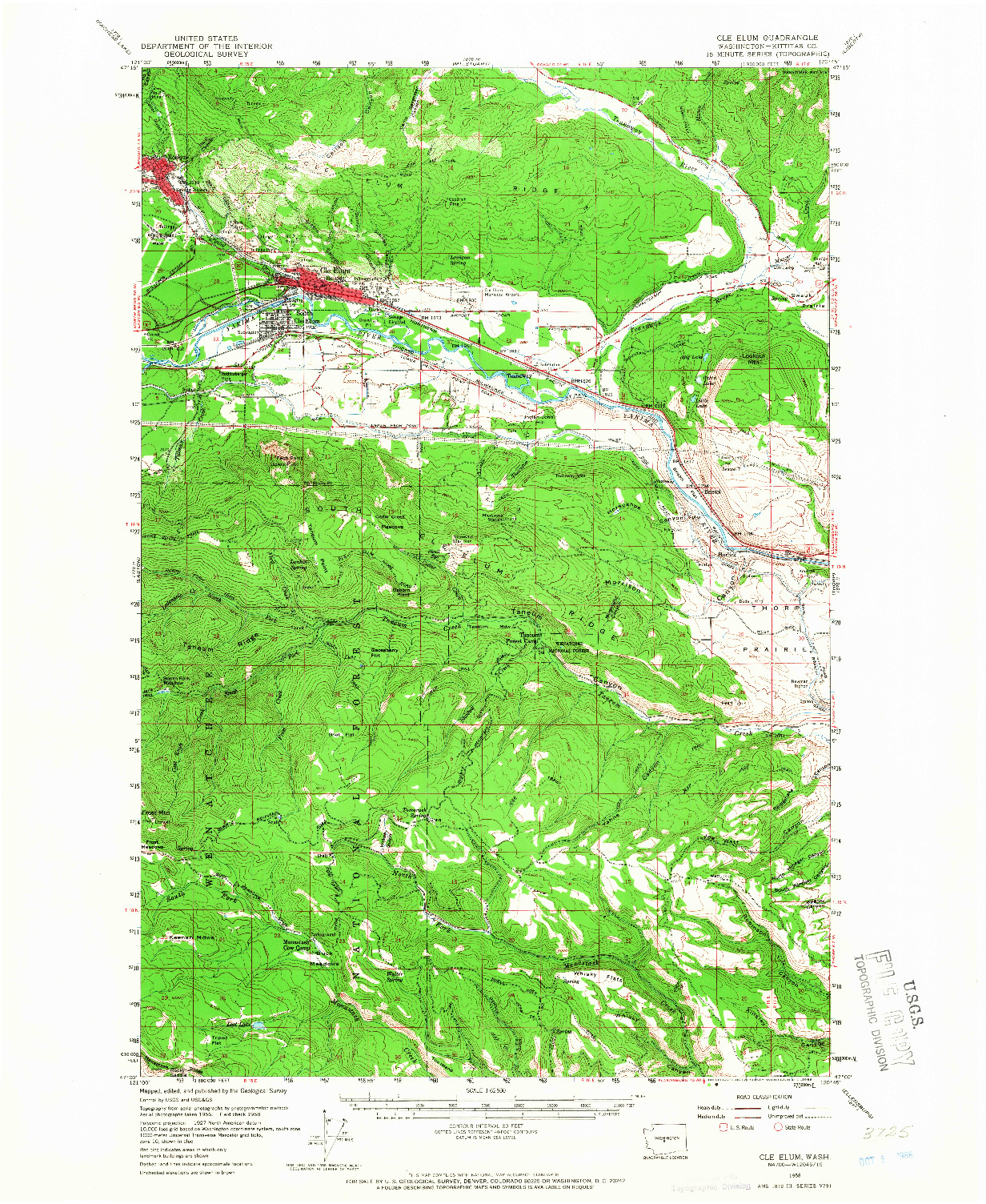 USGS 1:62500-SCALE QUADRANGLE FOR CLE ELUM, WA 1958