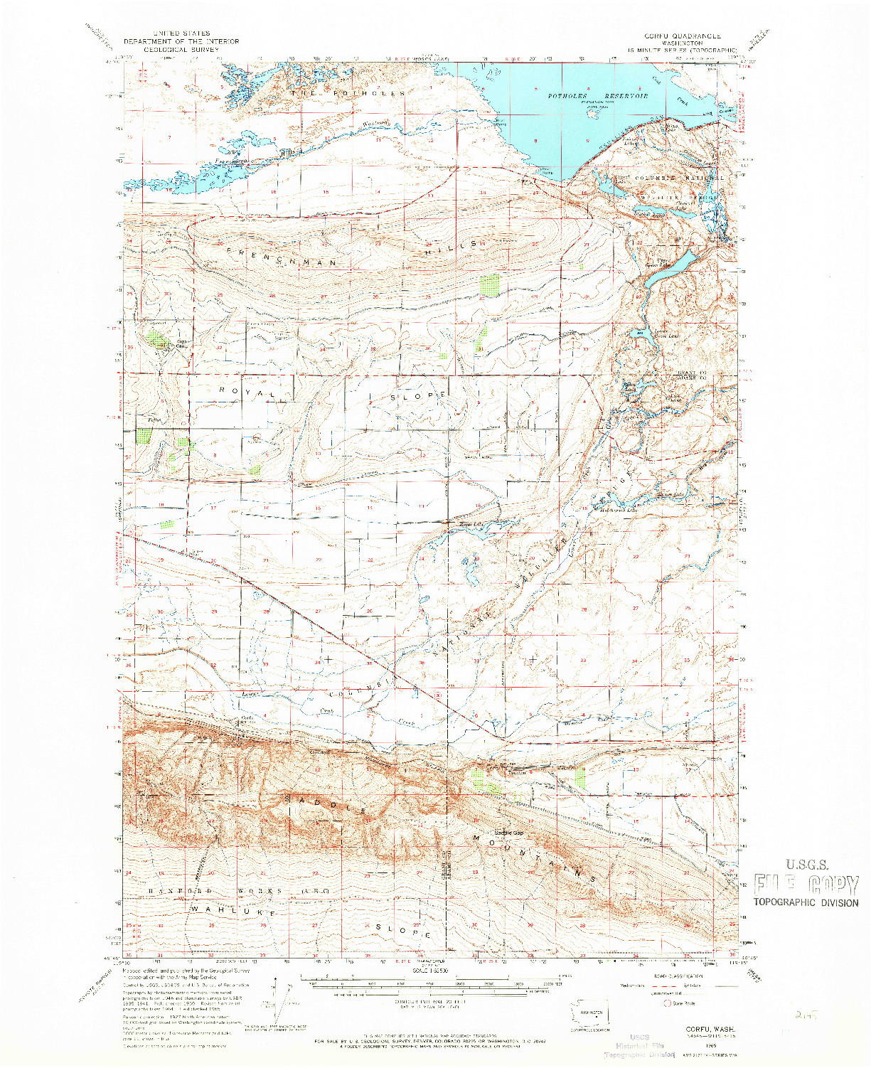 USGS 1:62500-SCALE QUADRANGLE FOR CORFU, WA 1965