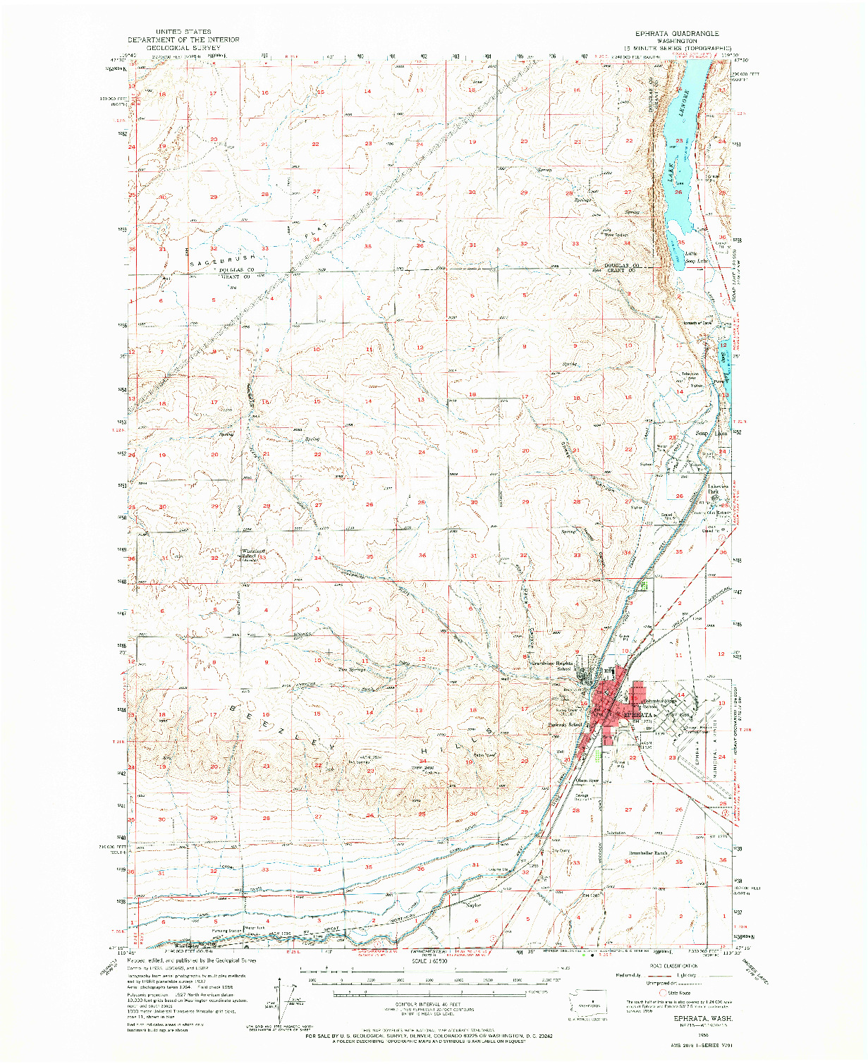 USGS 1:62500-SCALE QUADRANGLE FOR EPHRATA, WA 1956