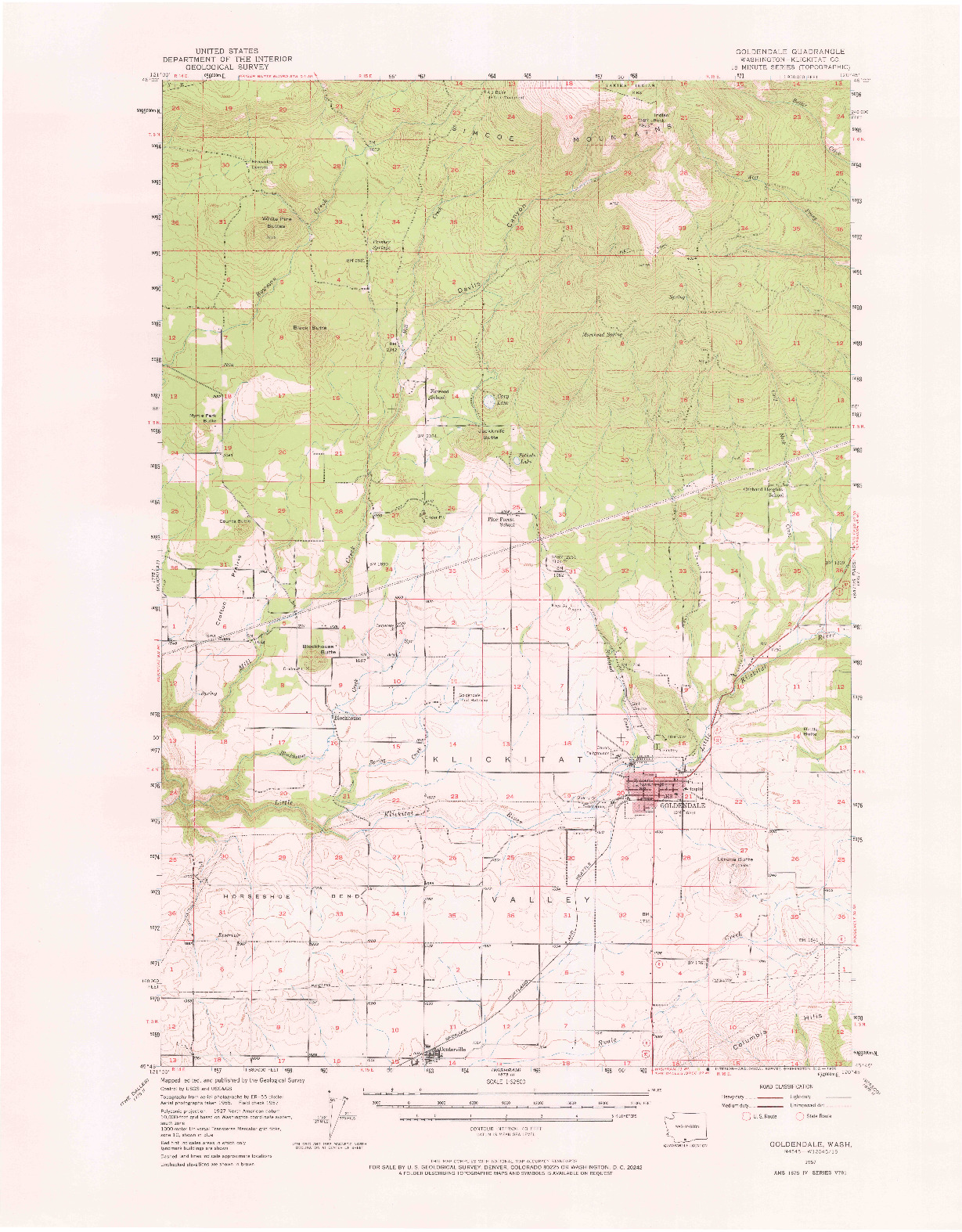 USGS 1:62500-SCALE QUADRANGLE FOR GOLDENDALE, WA 1957