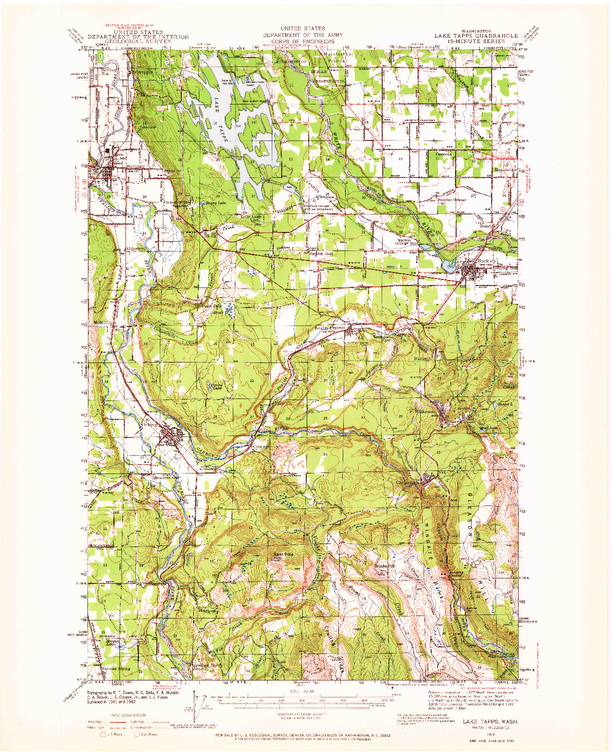 USGS 1:62500-SCALE QUADRANGLE FOR LAKE TAPPS, WA 1942