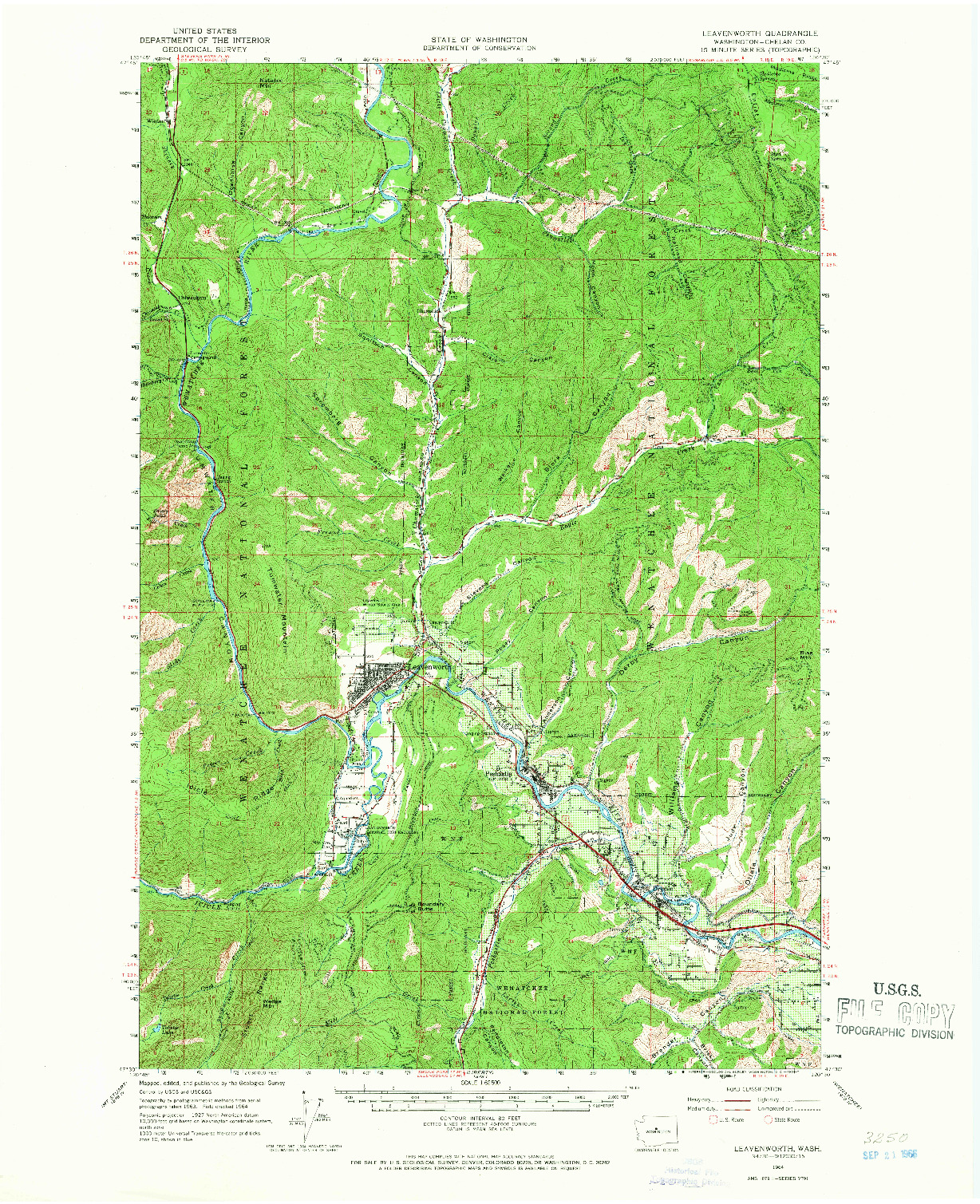 USGS 1:62500-SCALE QUADRANGLE FOR LEAVENWORTH, WA 1964