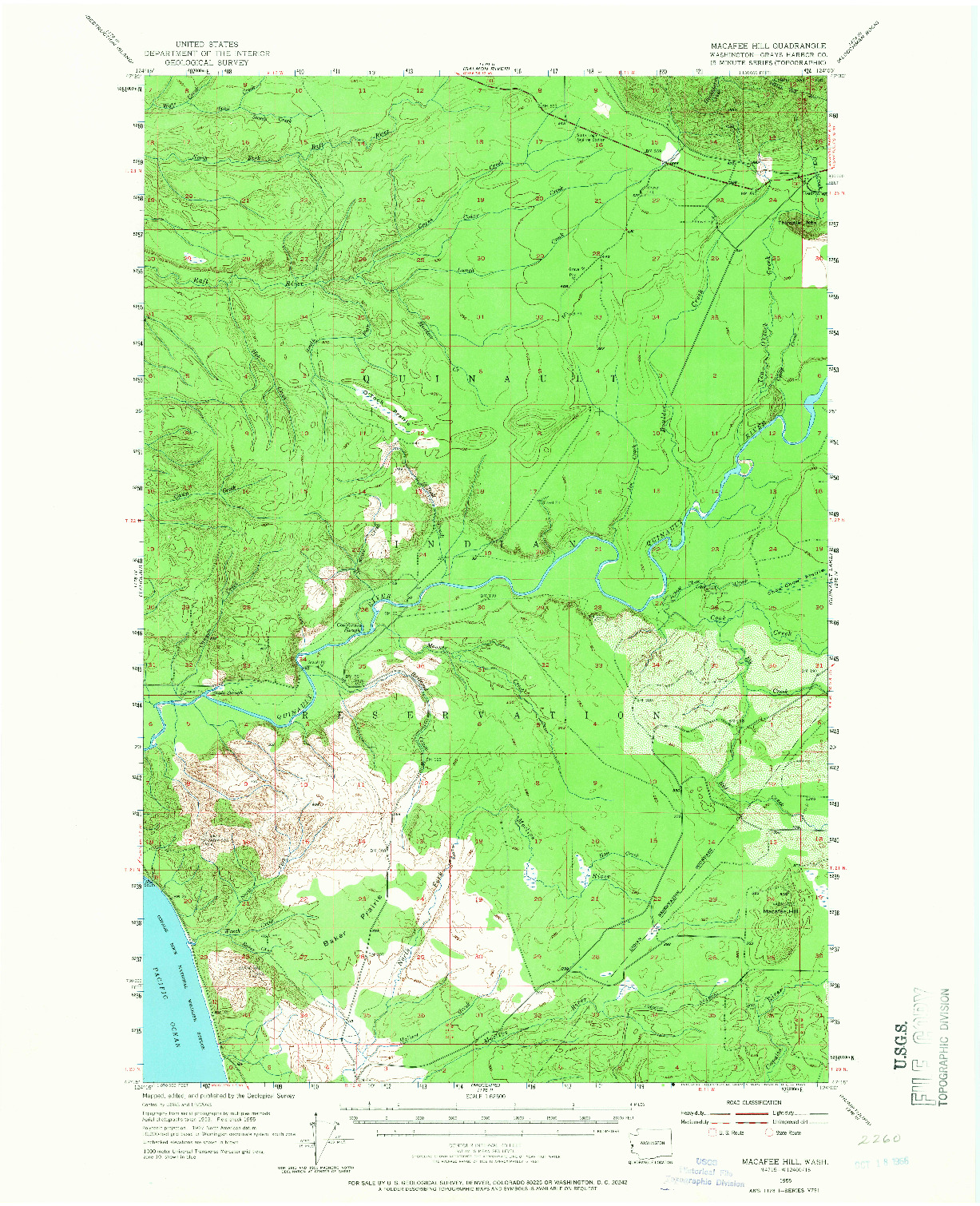 USGS 1:62500-SCALE QUADRANGLE FOR MACAFEE HILL, WA 1955
