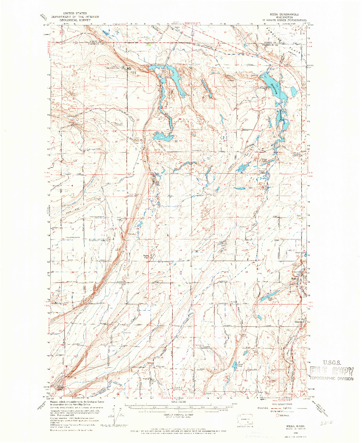 USGS 1:62500-SCALE QUADRANGLE FOR MESA, WA 1965