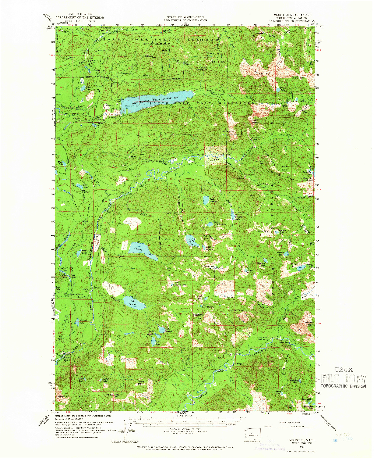 USGS 1:62500-SCALE QUADRANGLE FOR MOUNT SI, WA 1960
