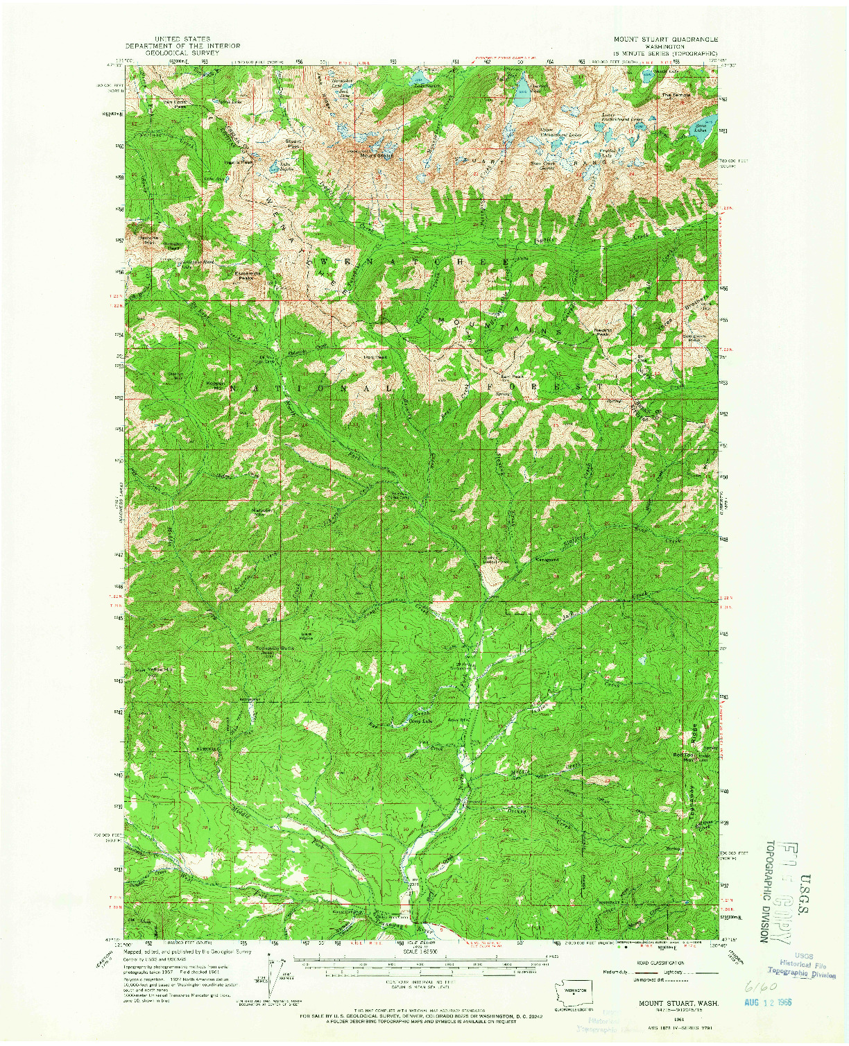 USGS 1:62500-SCALE QUADRANGLE FOR MOUNT STUART, WA 1961