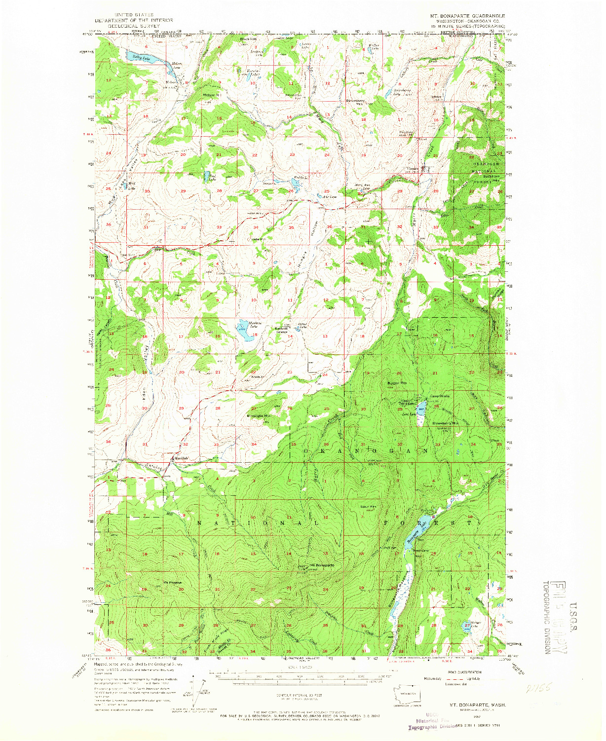 USGS 1:62500-SCALE QUADRANGLE FOR MT. BONAPARTE, WA 1957