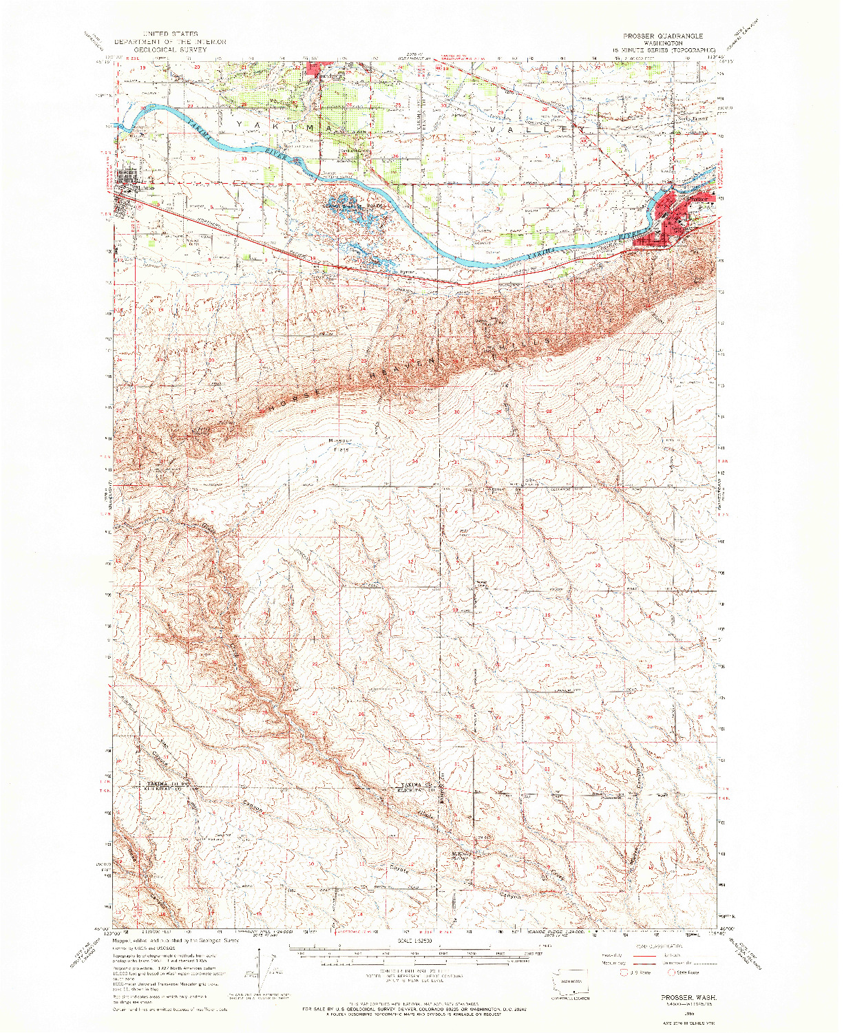 USGS 1:62500-SCALE QUADRANGLE FOR PROSSER, WA 1965