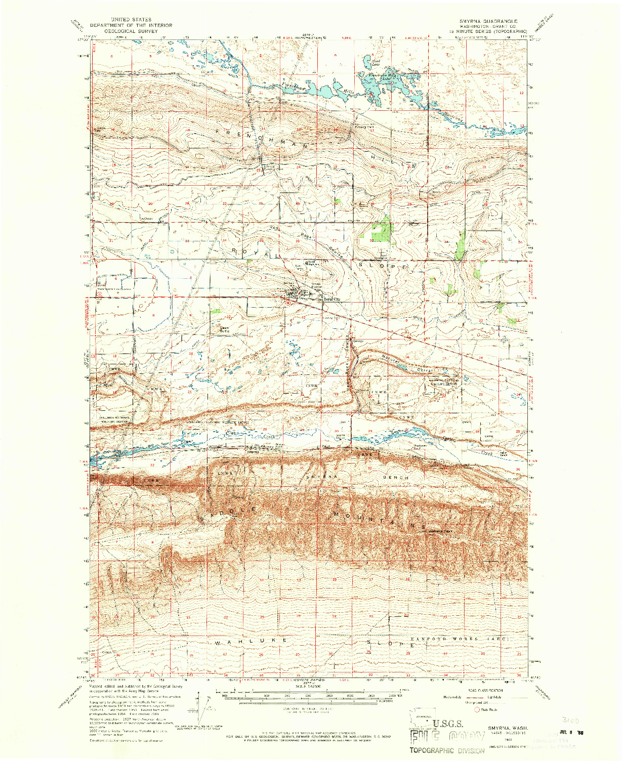 USGS 1:62500-SCALE QUADRANGLE FOR SMYRNA, WA 1965