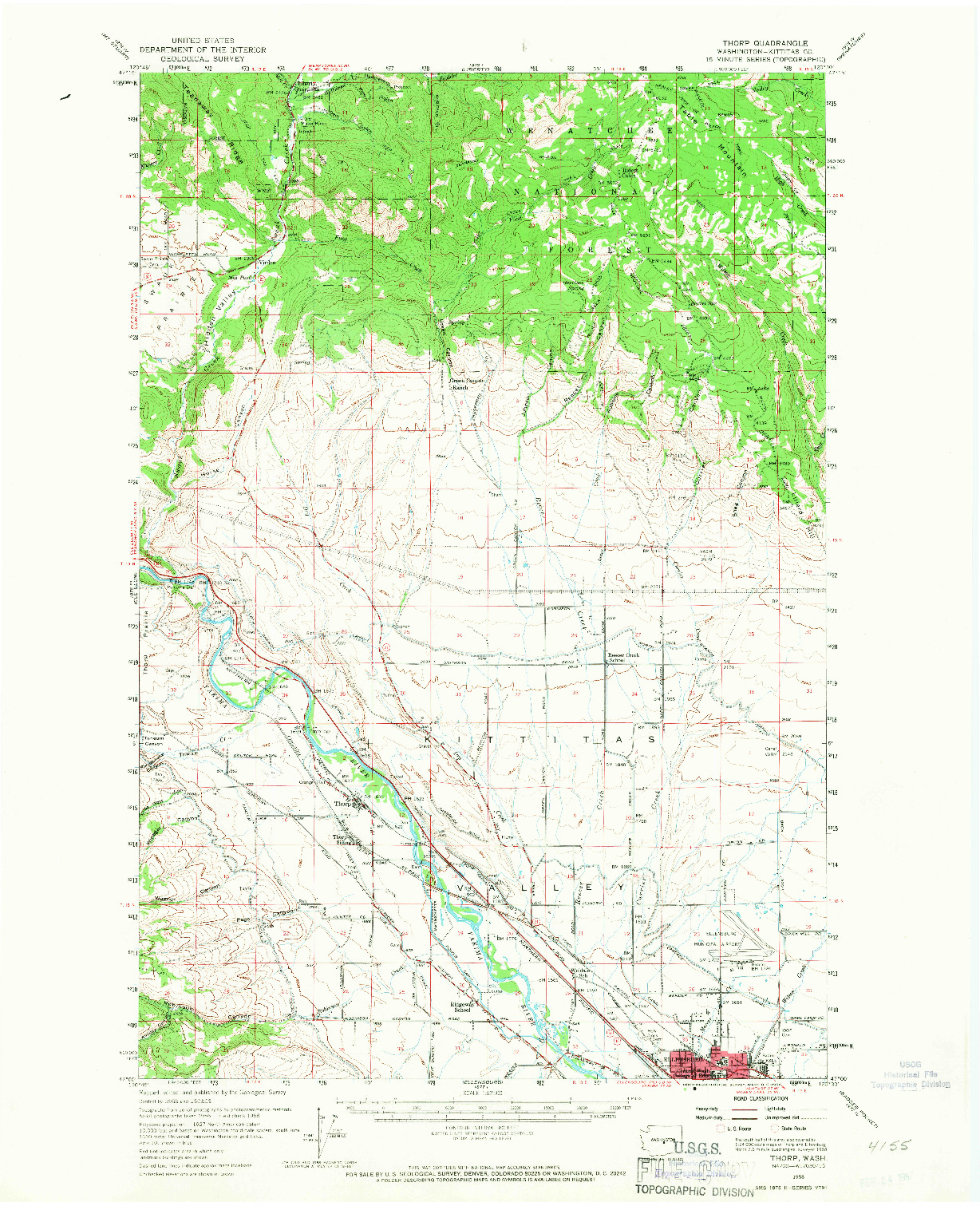 USGS 1:62500-SCALE QUADRANGLE FOR THORP, WA 1958