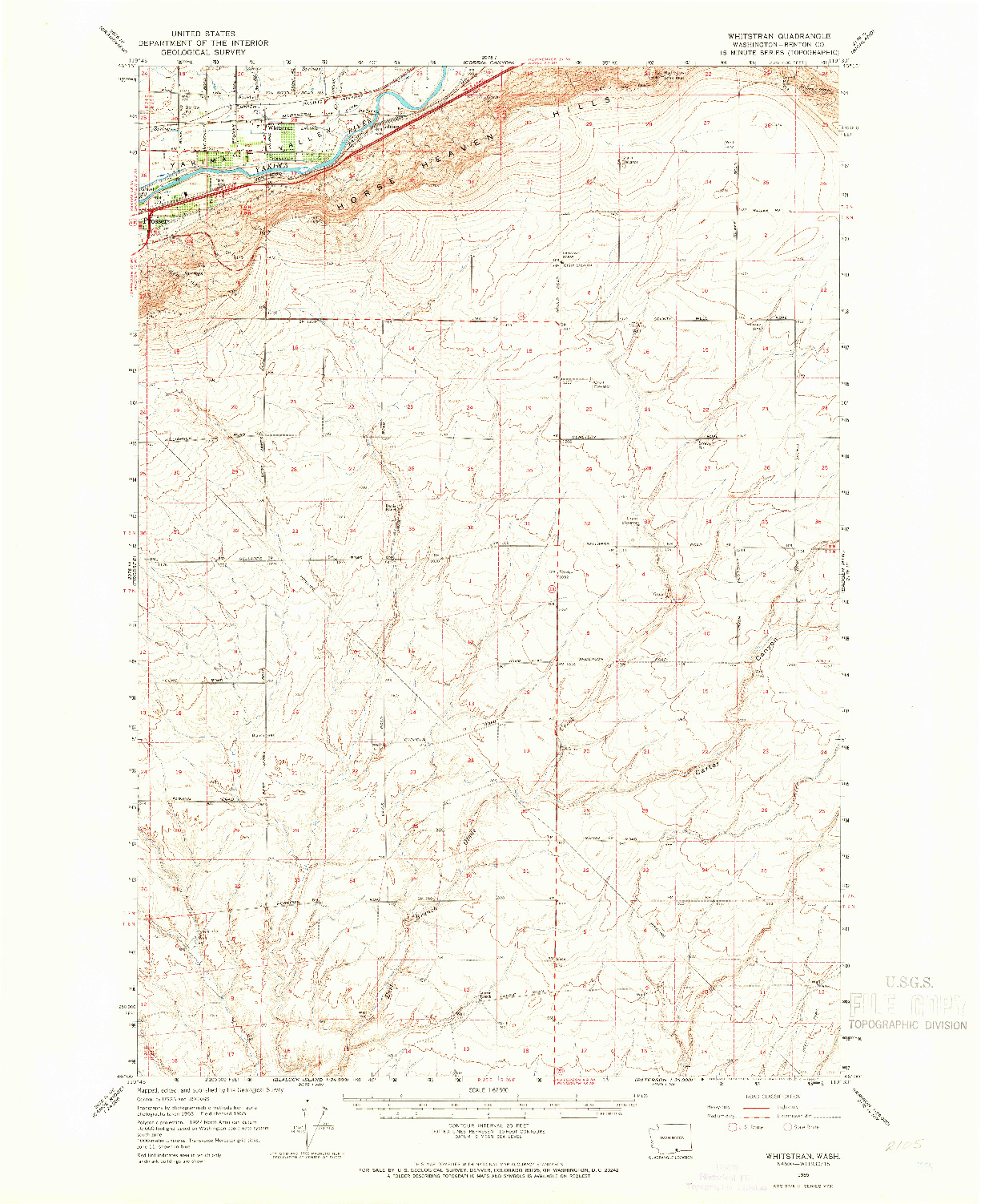 USGS 1:62500-SCALE QUADRANGLE FOR WHITSTRAN, WA 1965