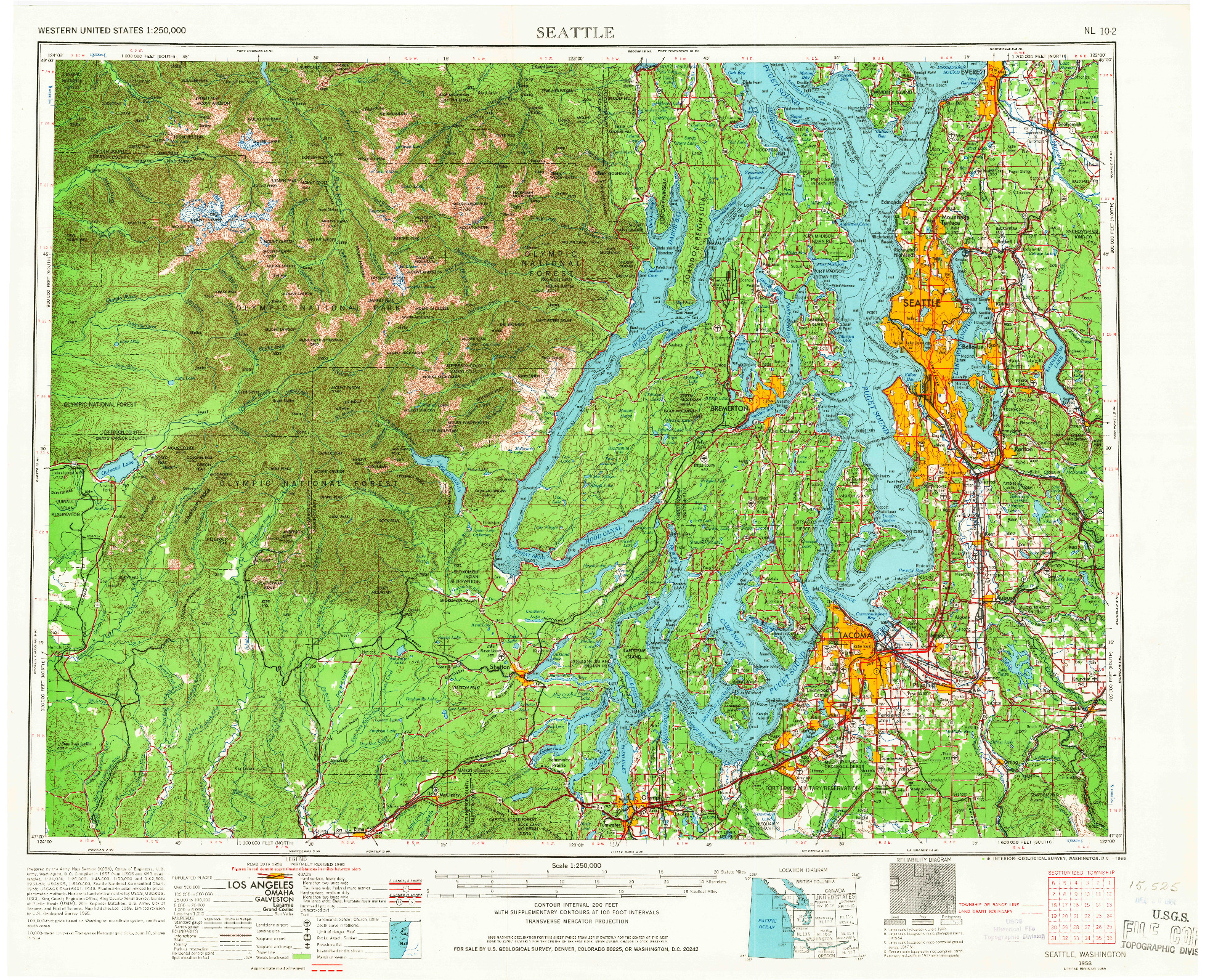 USGS 1:250000-SCALE QUADRANGLE FOR SEATTLE, WA 1958