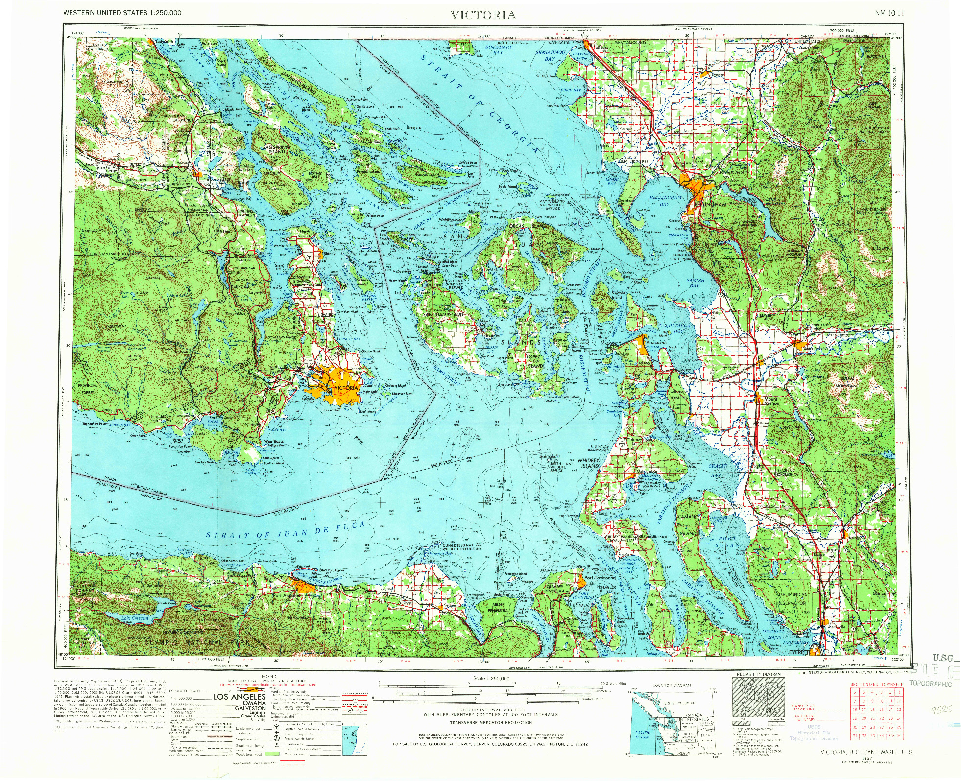 USGS 1:250000-SCALE QUADRANGLE FOR VICTORIA, WA 1957