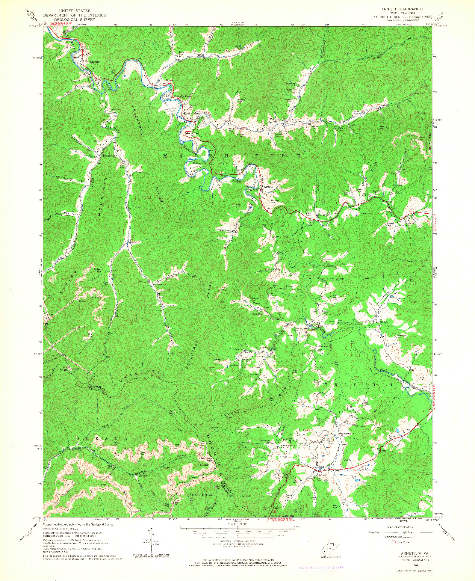 USGS 1:24000-SCALE QUADRANGLE FOR ARNETT, WV 1964