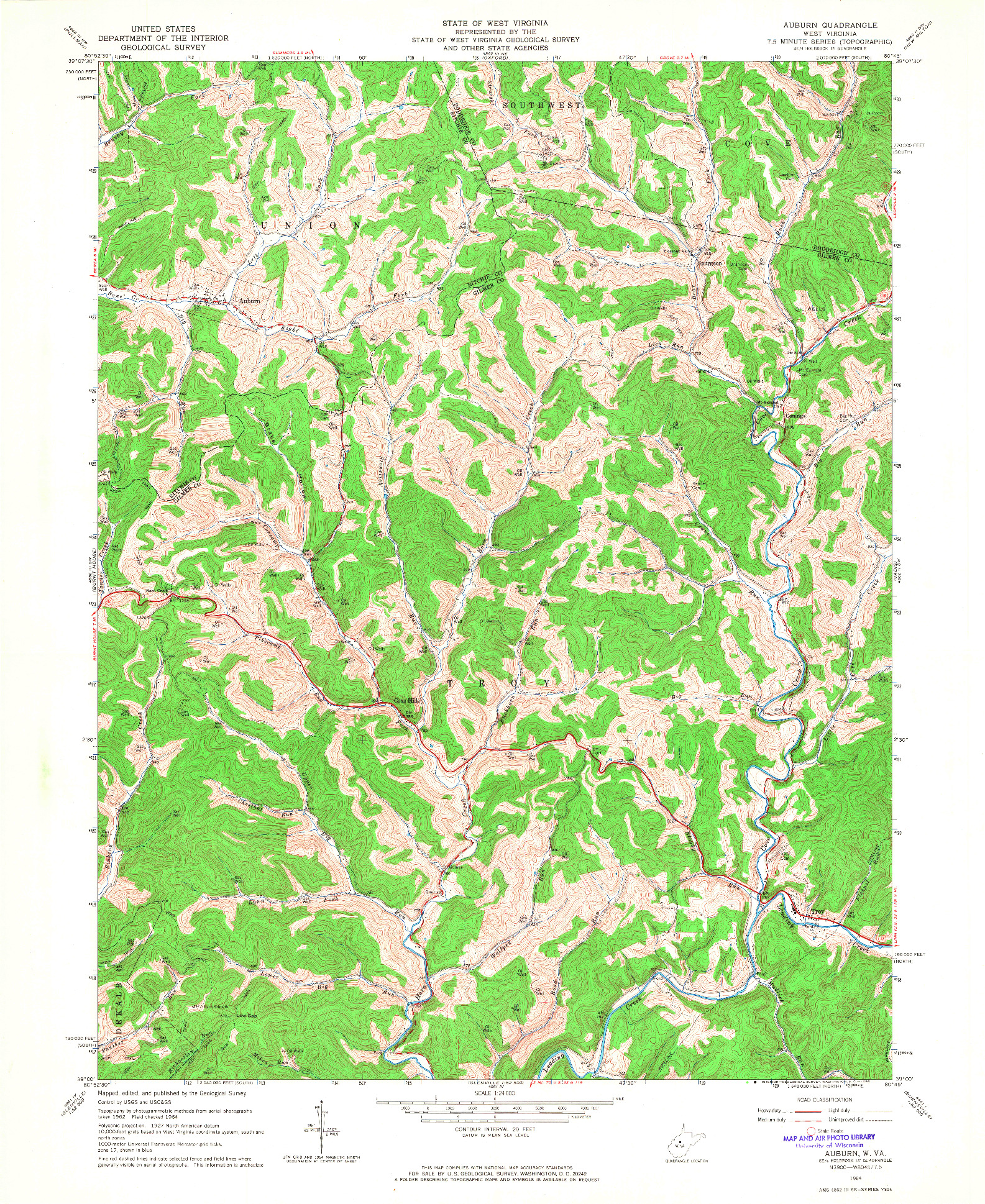 USGS 1:24000-SCALE QUADRANGLE FOR AUBURN, WV 1964
