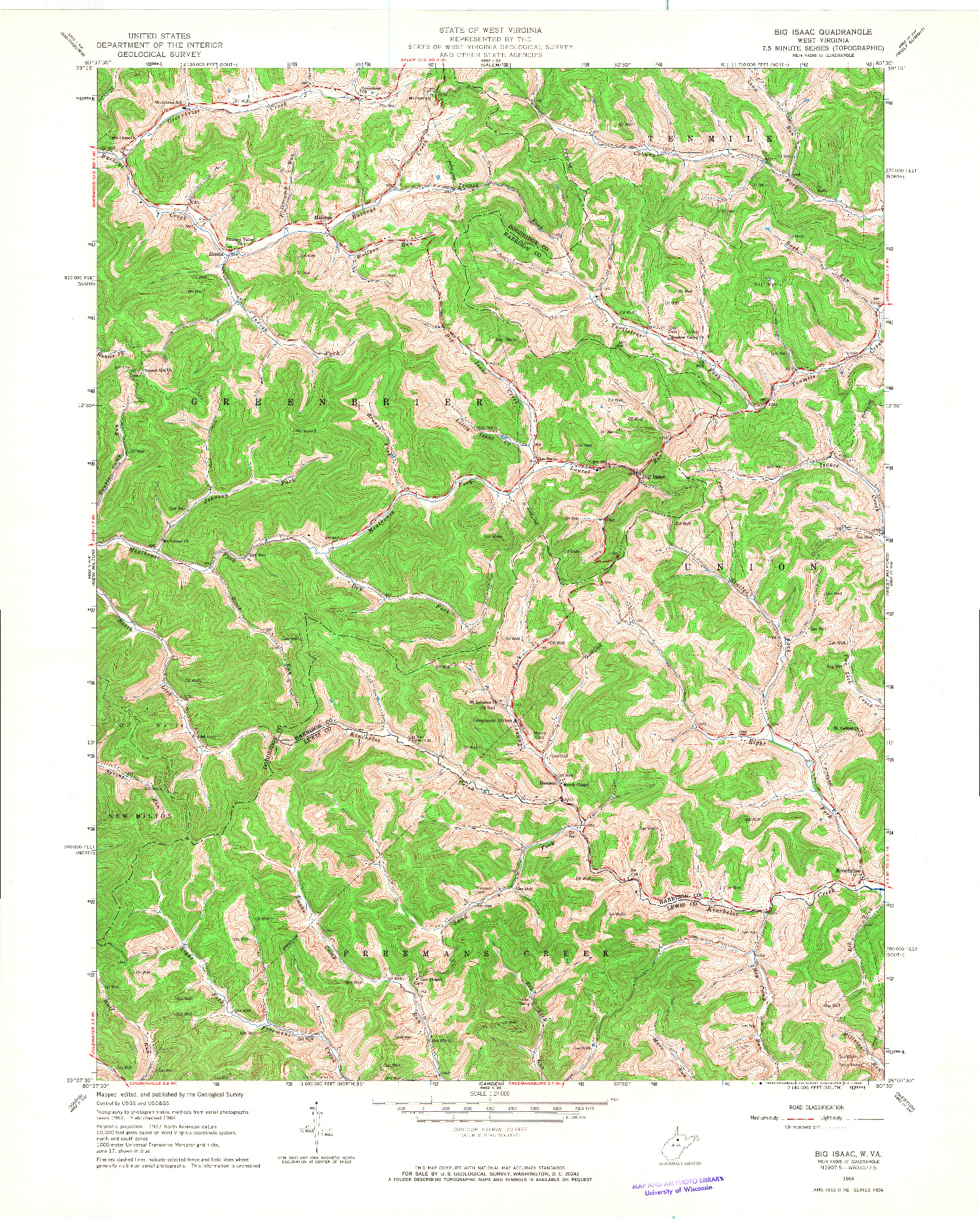 USGS 1:24000-SCALE QUADRANGLE FOR BIG ISAAC, WV 1964