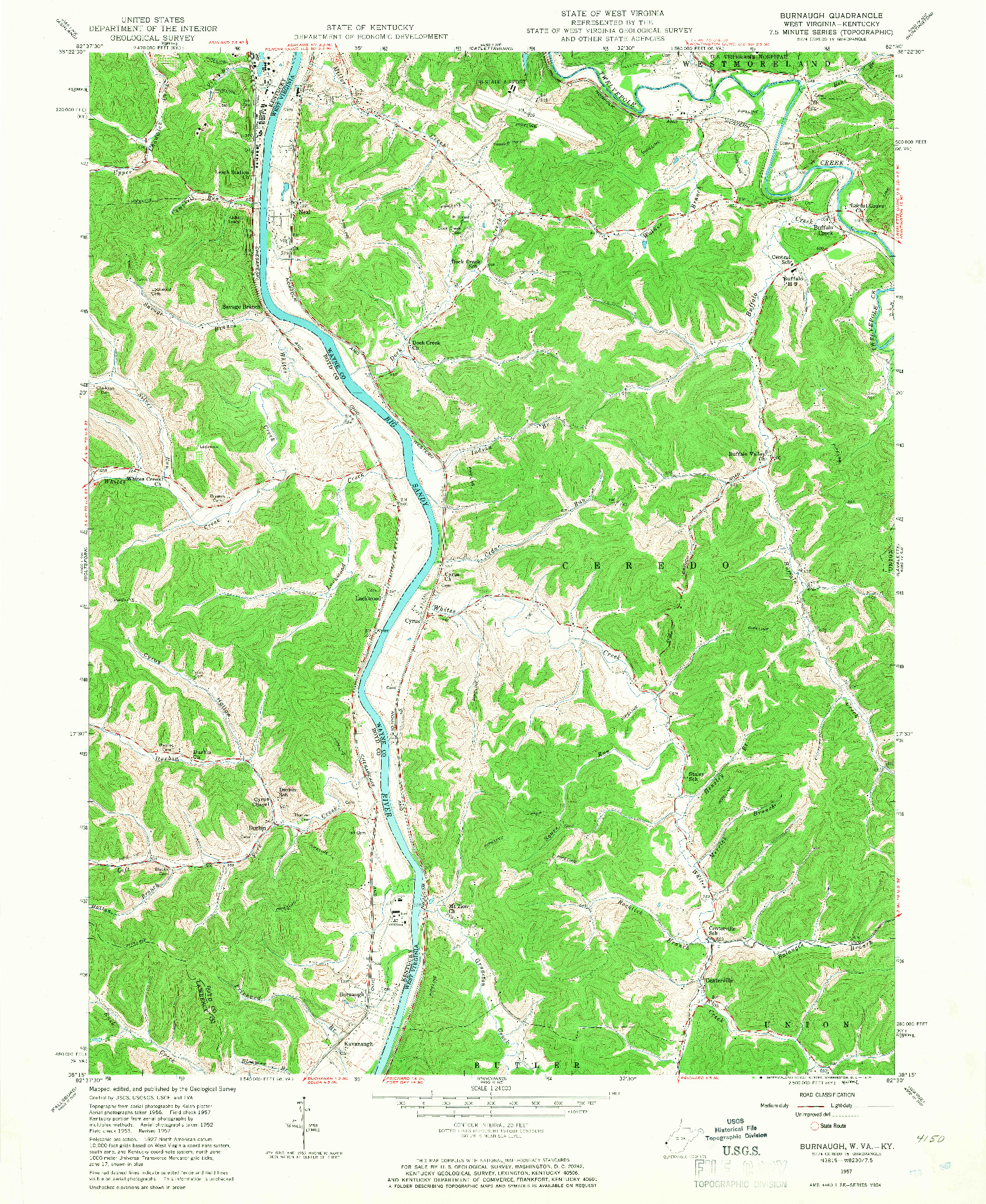 USGS 1:24000-SCALE QUADRANGLE FOR BURNAUGH, WV 1957