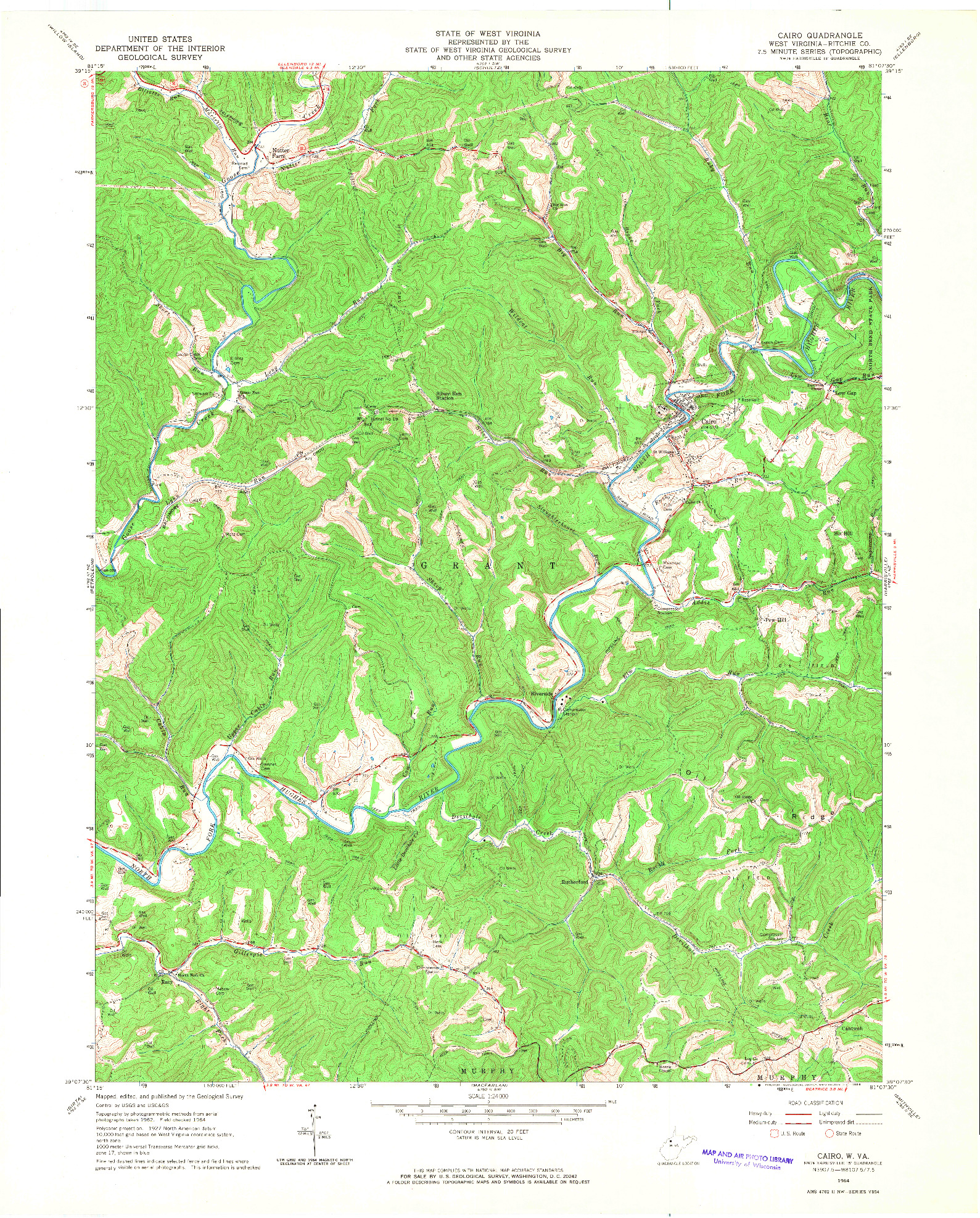 USGS 1:24000-SCALE QUADRANGLE FOR CAIRO, WV 1964