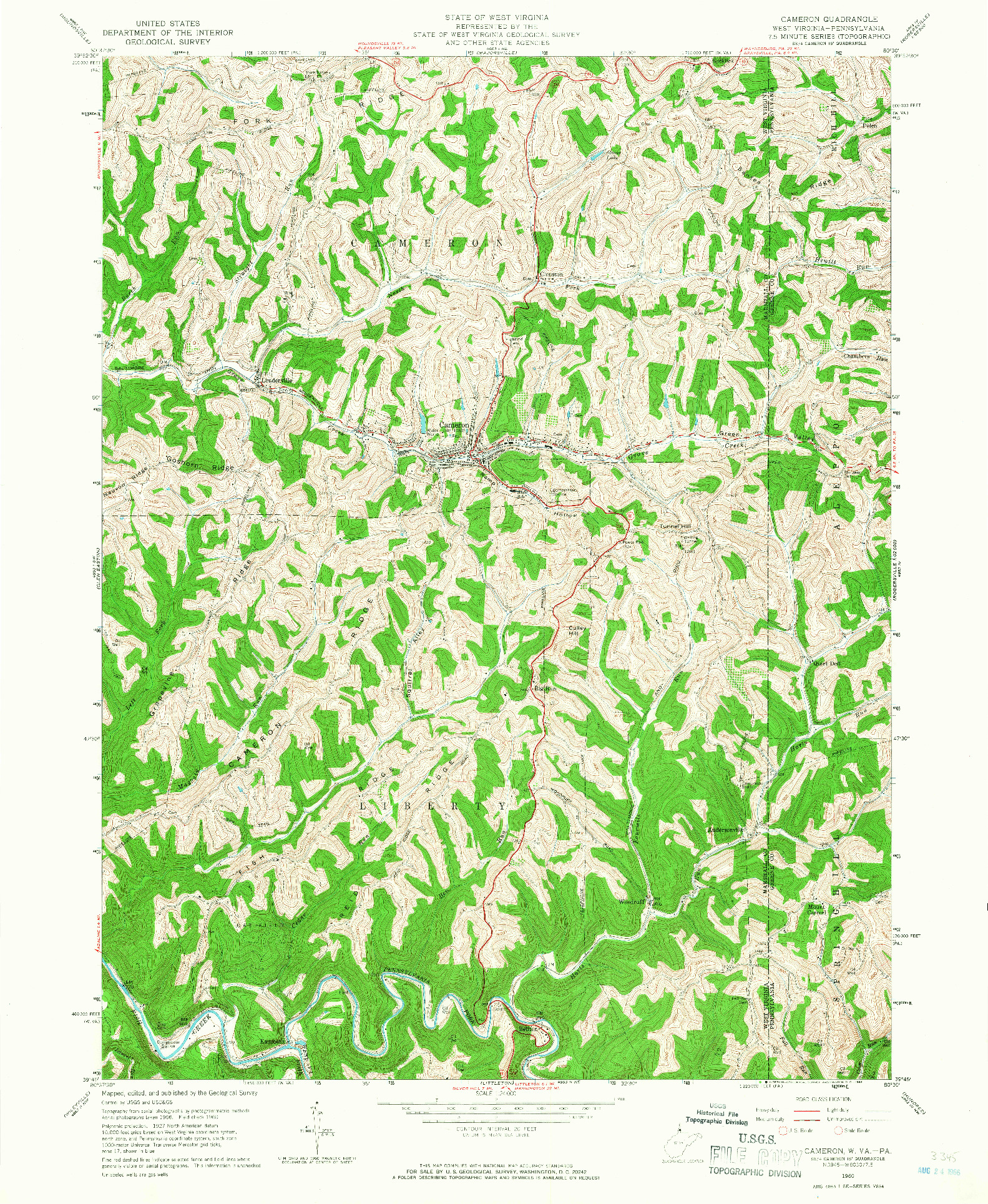 USGS 1:24000-SCALE QUADRANGLE FOR CAMERON, WV 1960