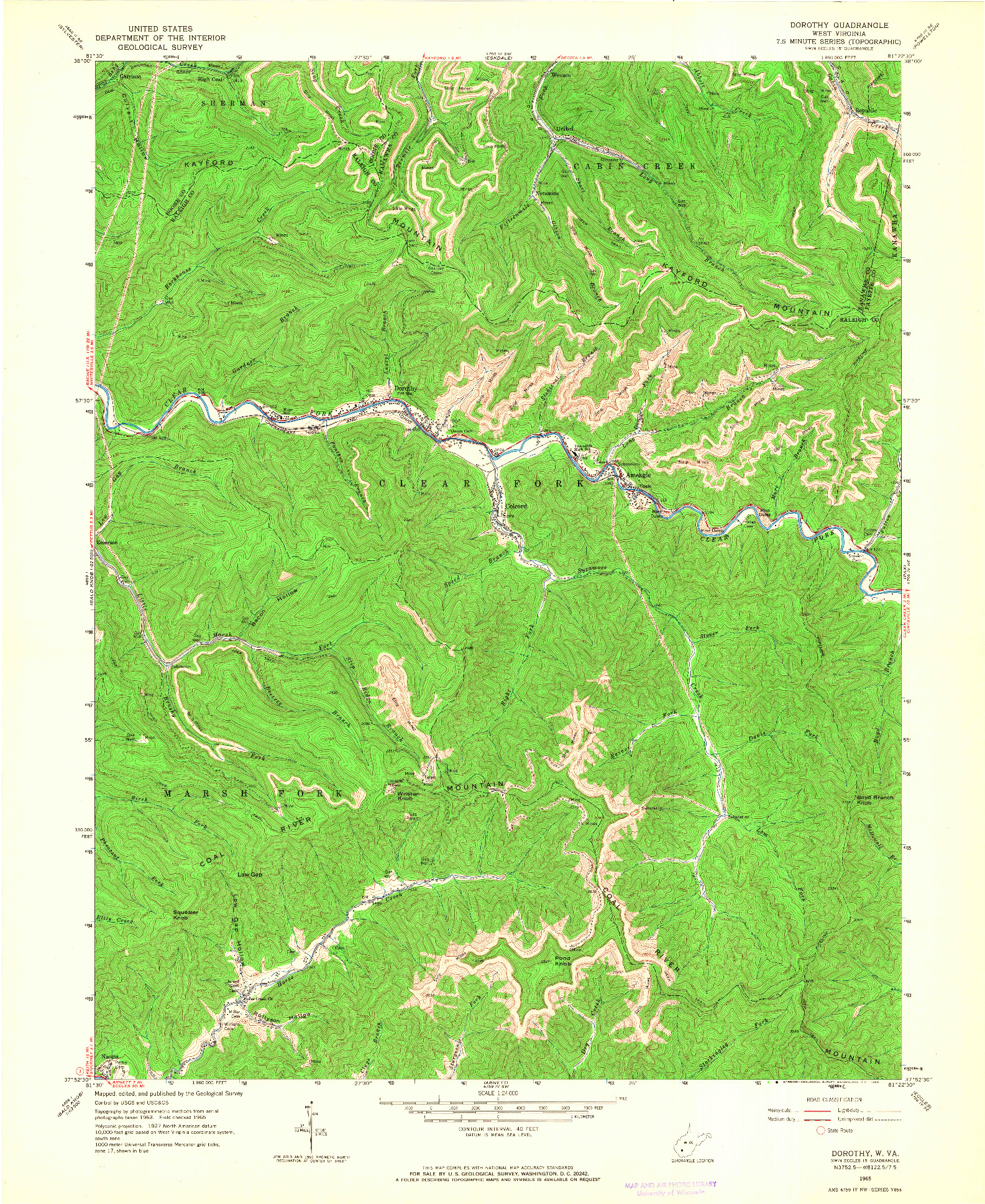 USGS 1:24000-SCALE QUADRANGLE FOR DOROTHY, WV 1965