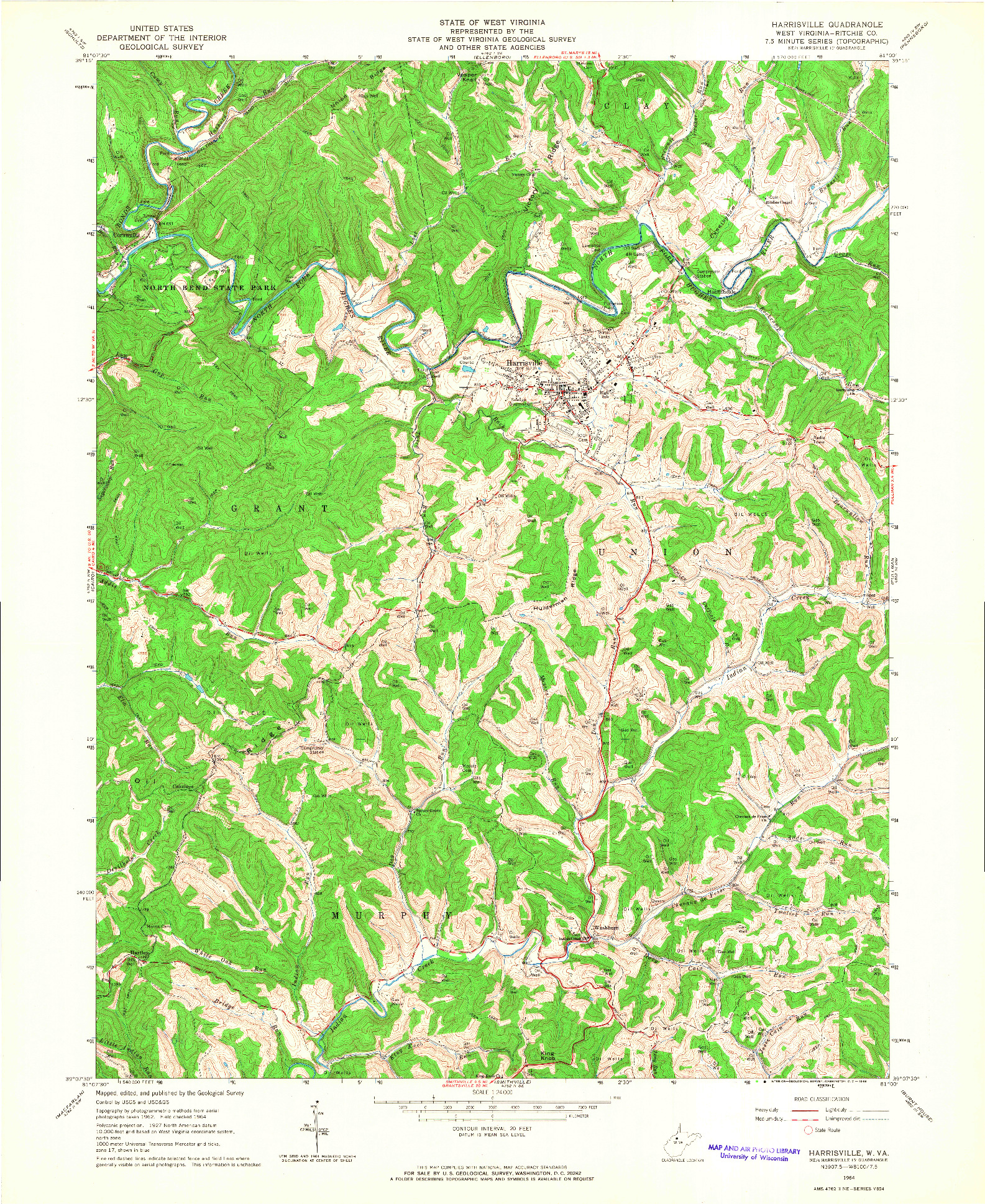 USGS 1:24000-SCALE QUADRANGLE FOR HARRISVILLE, WV 1964